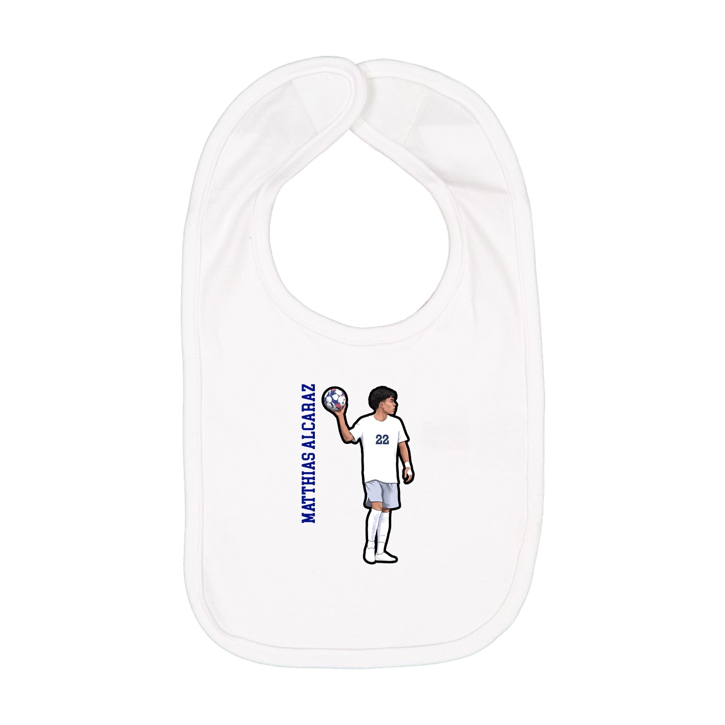 Infant Bib — Name Vertical in White
