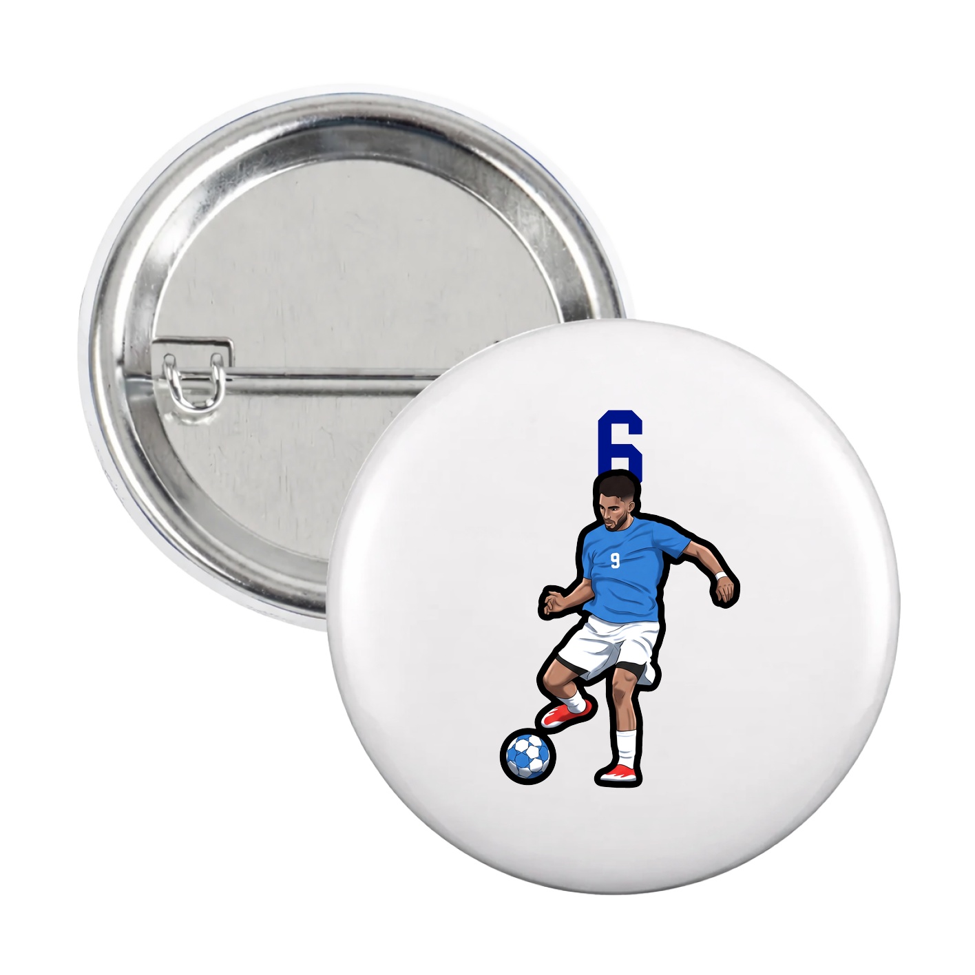 Game Day Button — Number Top in White