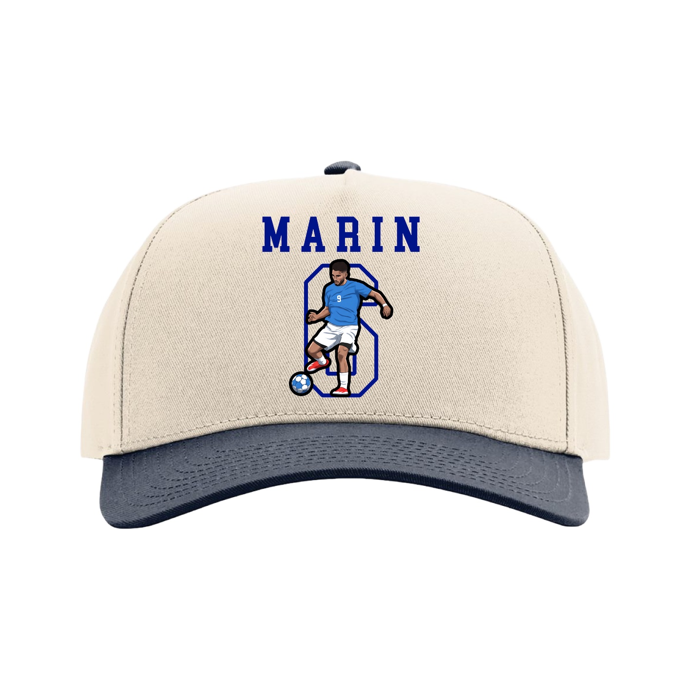 Full Fabric Five-Panel Champ Cap — Shirsey in Cream/Navy
