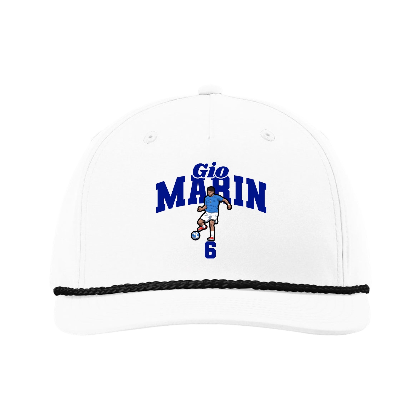 Five-Panel Classic Rope Cap — Signature Arch in White