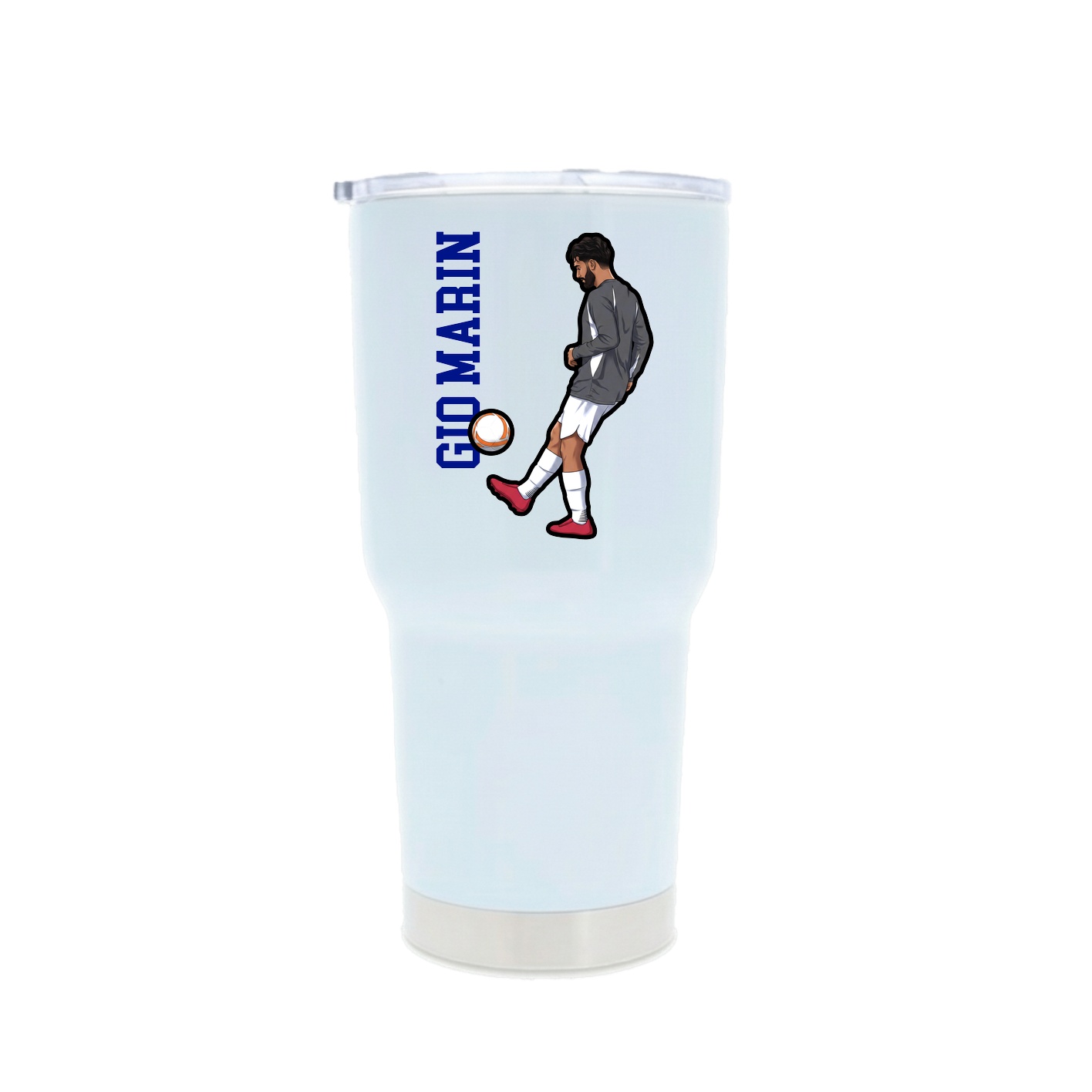 30oz Stainless Steel Tumbler — Name Vertical in White