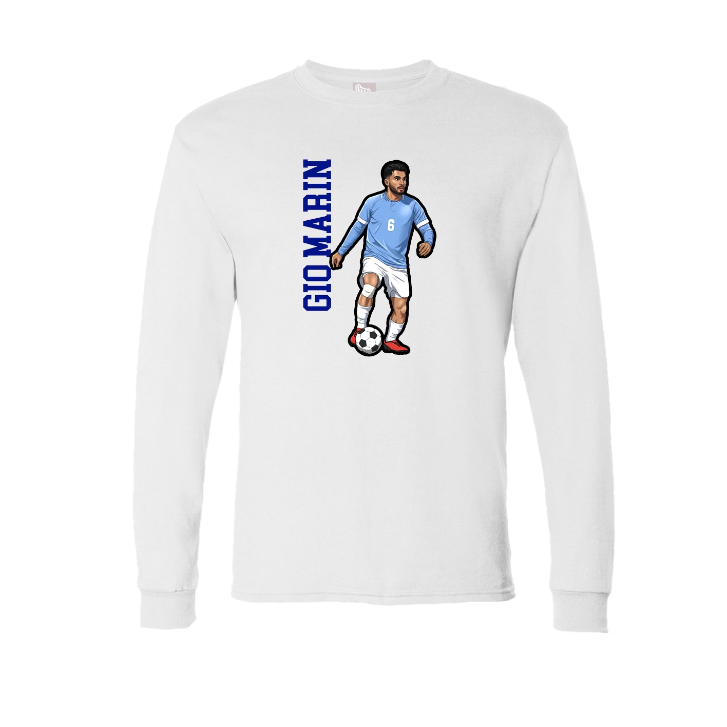 Long Sleeve Tee — Name Vertical in White