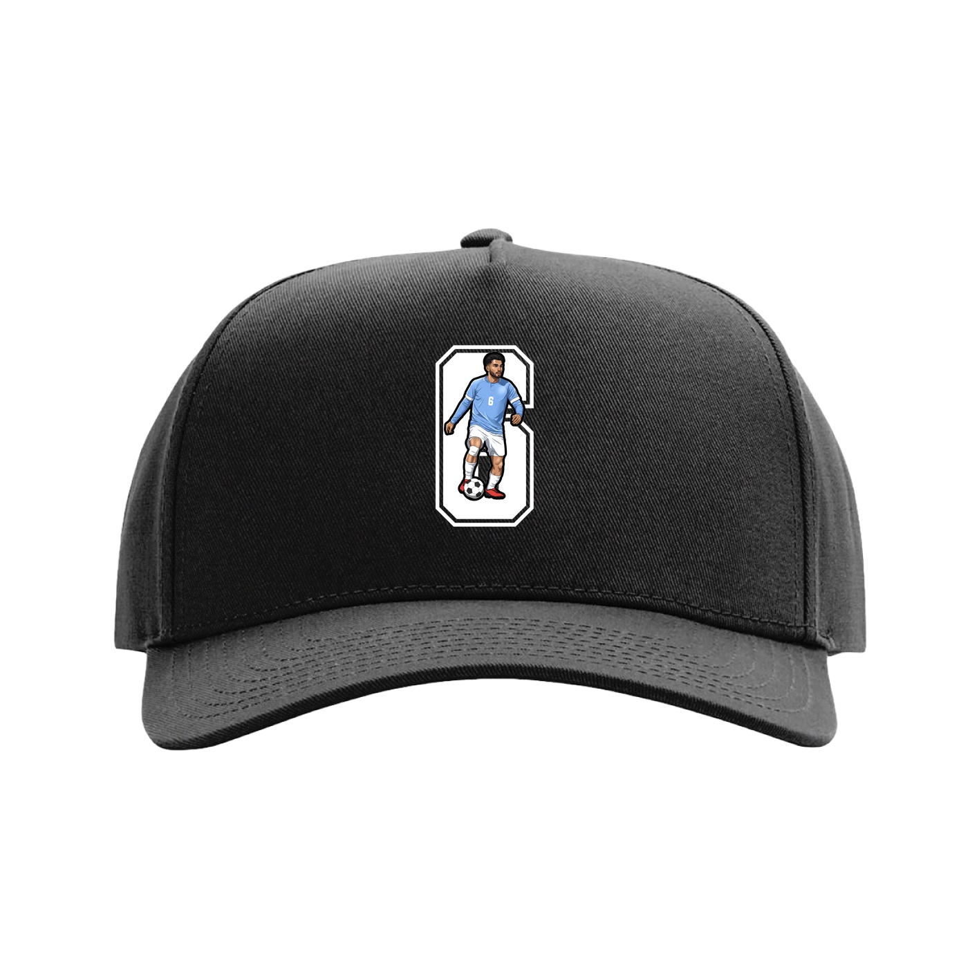 Full Fabric Five-Panel Champ Cap — Number in Black