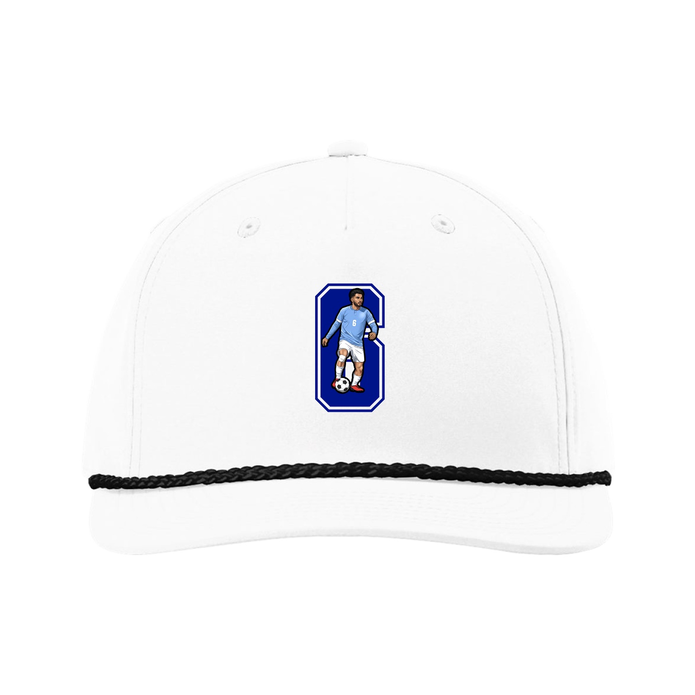 Five-Panel Classic Rope Cap — Number in White