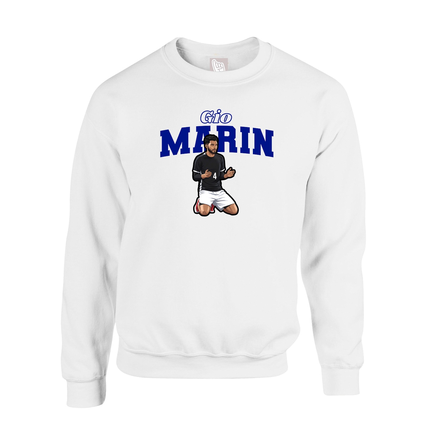 Fleece Crew — Name Arch in White