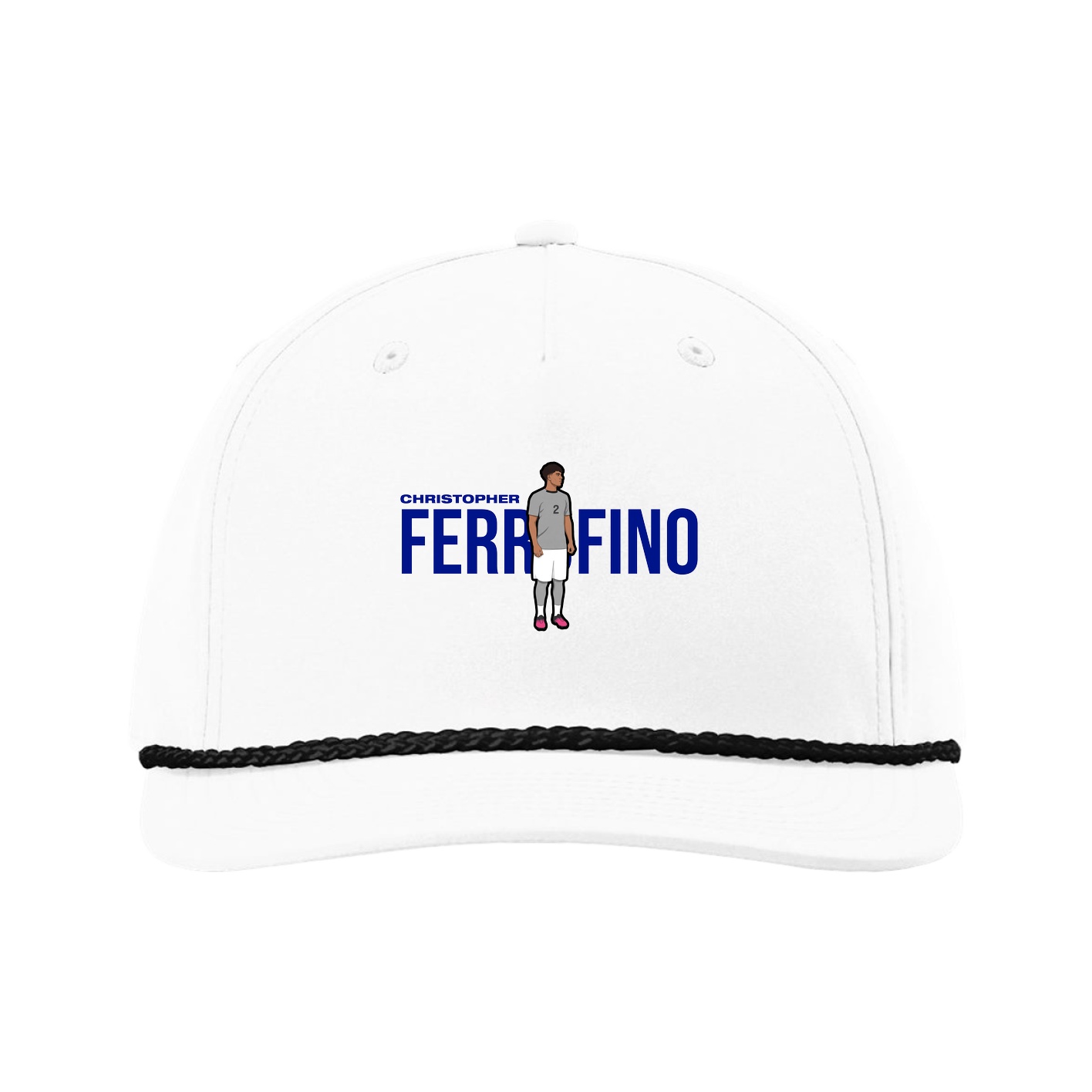 Five-Panel Classic Rope Cap — Player Name in White