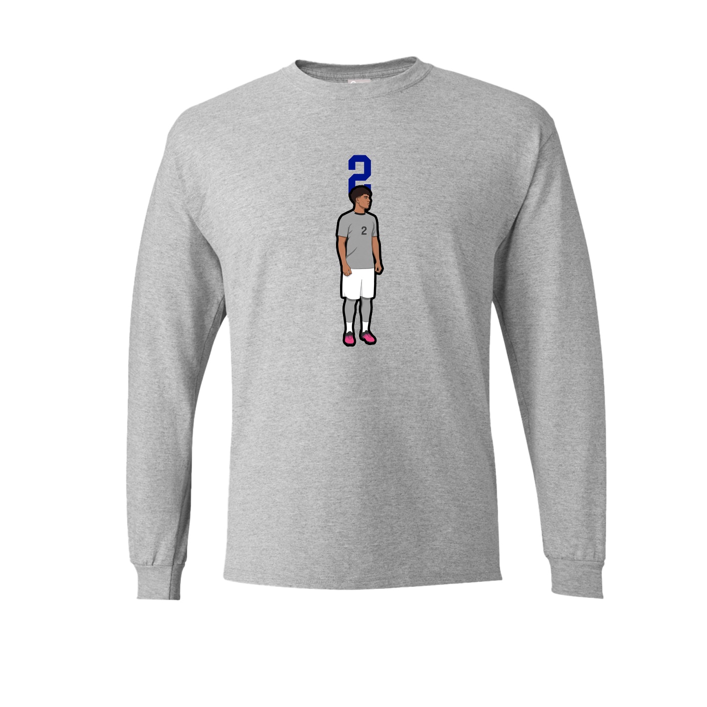 Long Sleeve Tee — Number Top in Grey