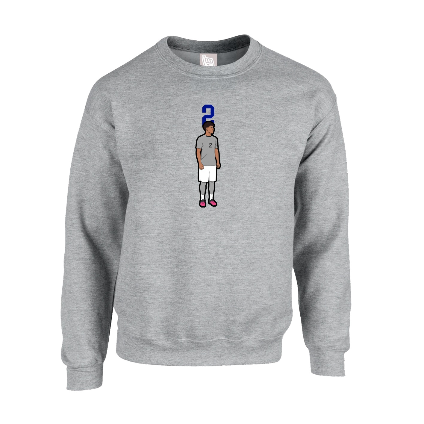 Fleece Crew — Number Top in Grey