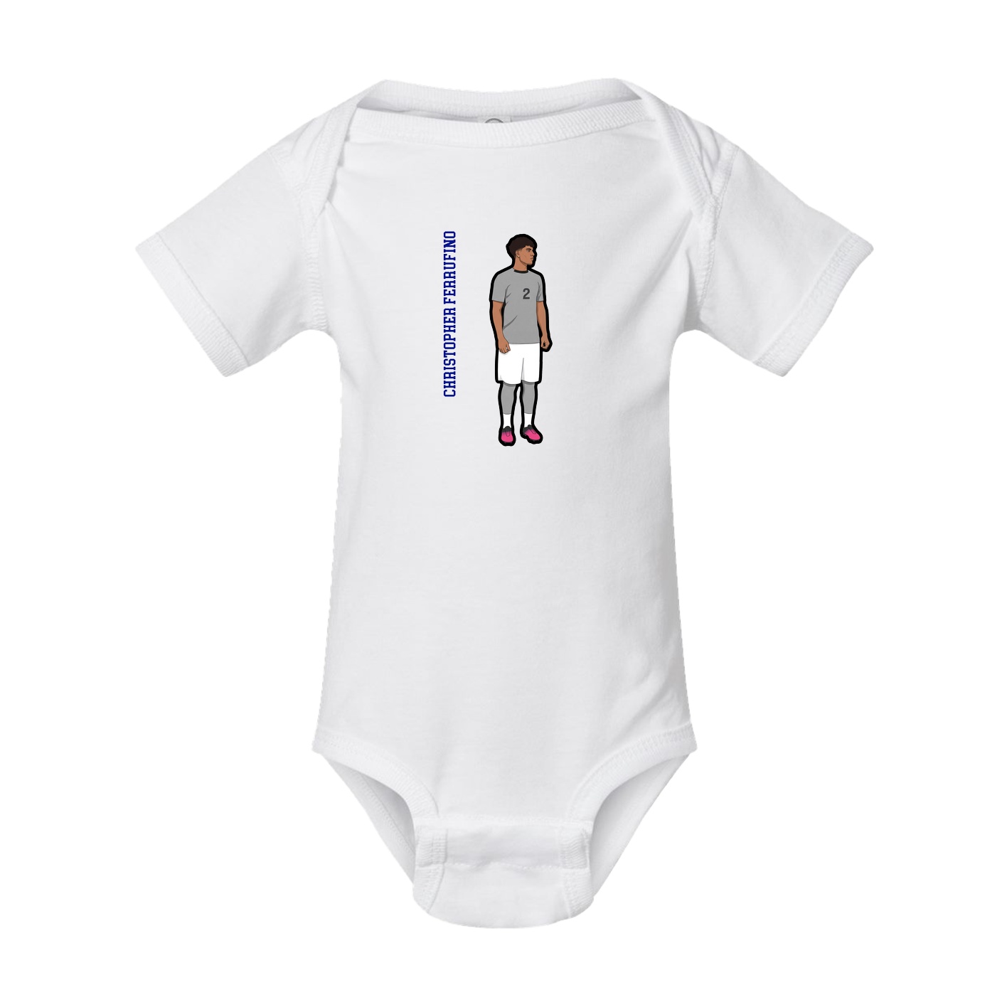 Baby Onesie — Name Vertical in White