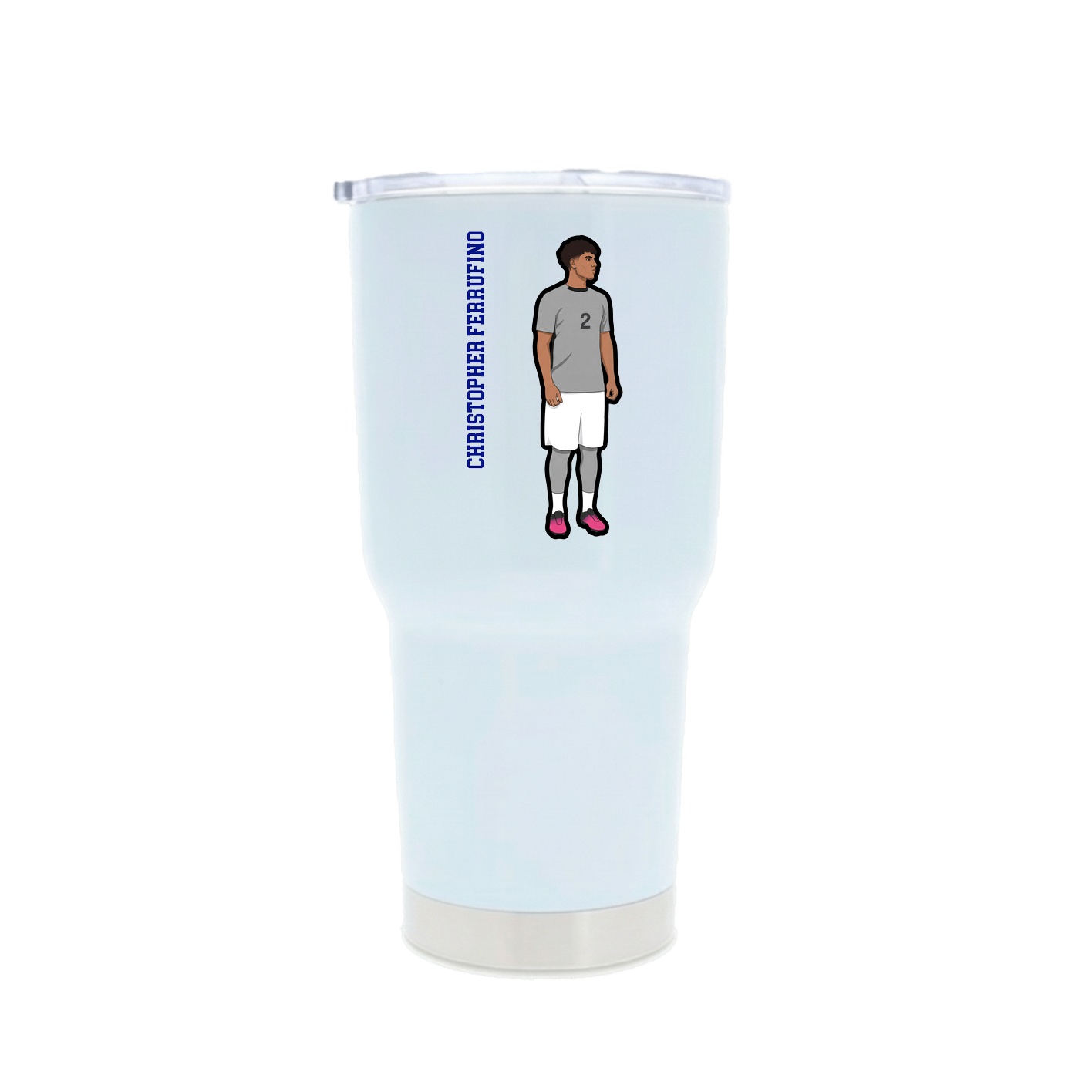 30oz Stainless Steel Tumbler — Name Vertical in White