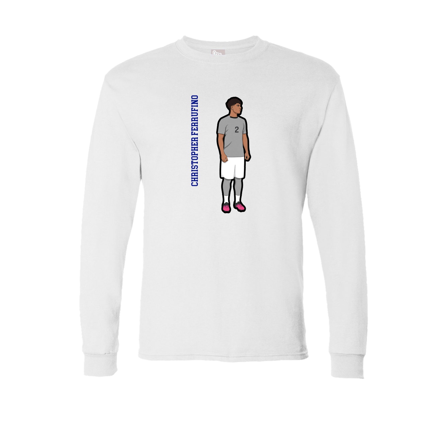 Long Sleeve Tee — Name Vertical in White