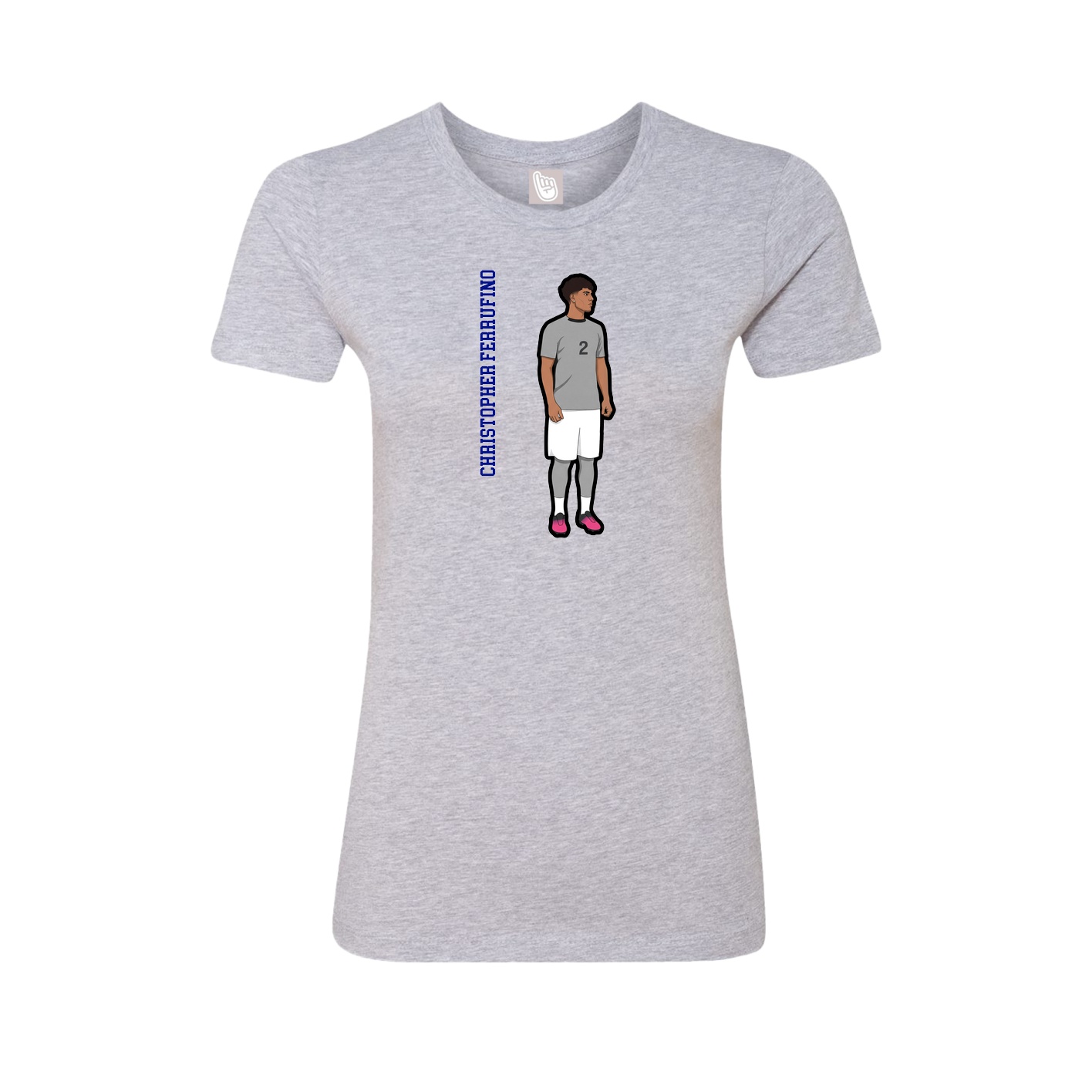Fitted Women's Tee — Name Vertical in Grey