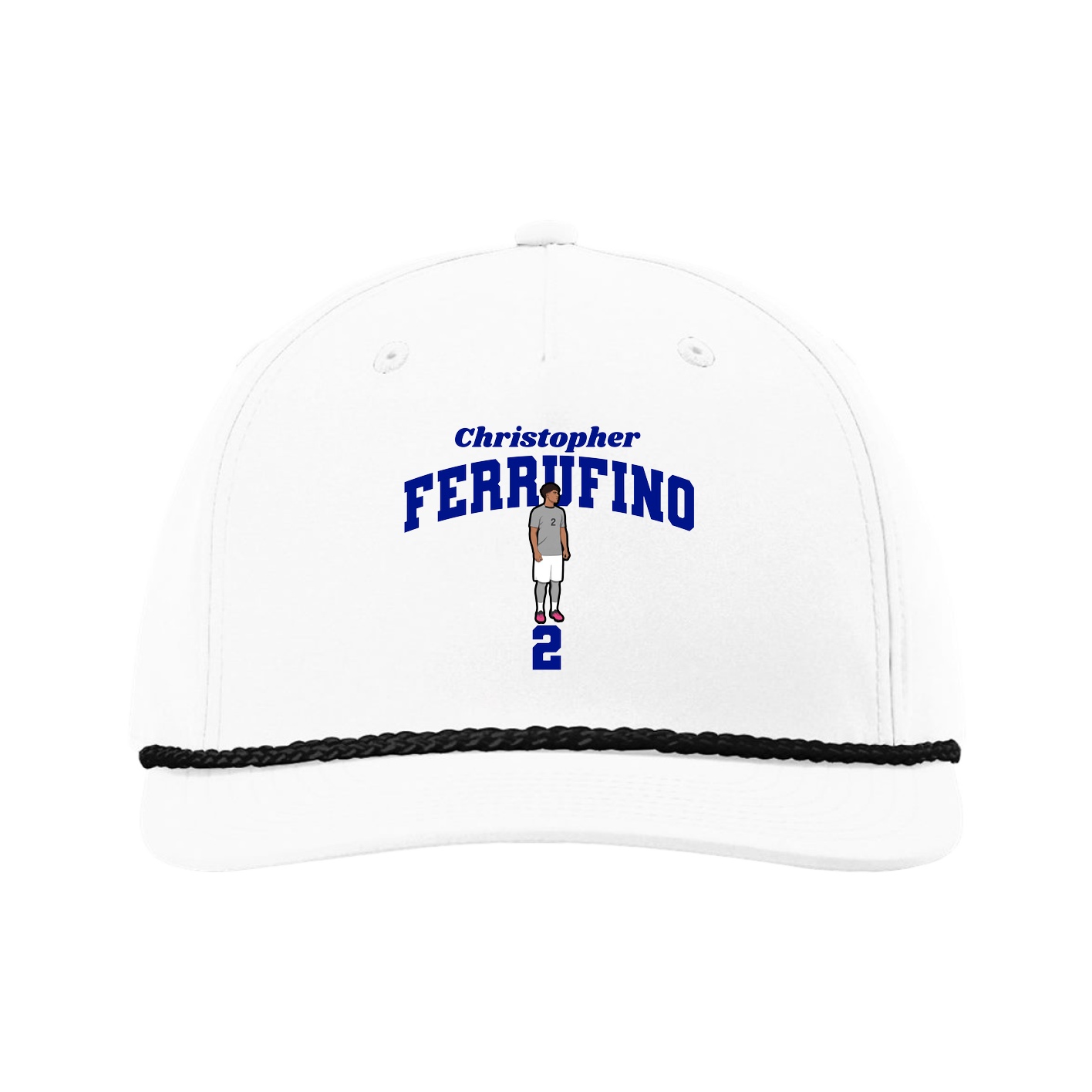 Five-Panel Classic Rope Cap — Signature Arch in White