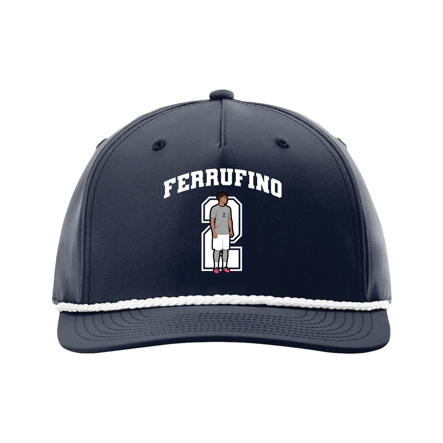 Five-Panel Classic Rope Cap — Number in Navy