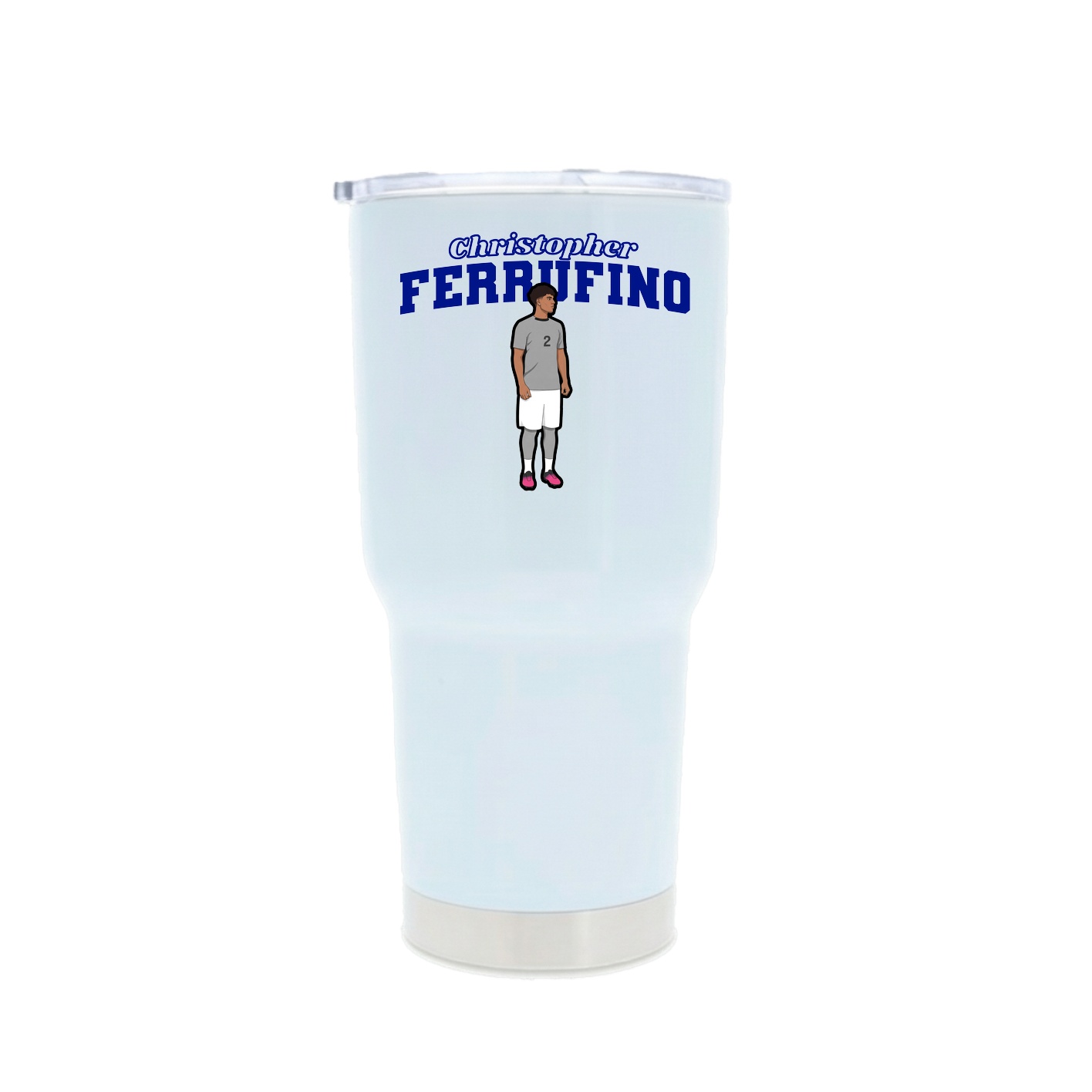 30oz Stainless Steel Tumbler — Name Arch in White