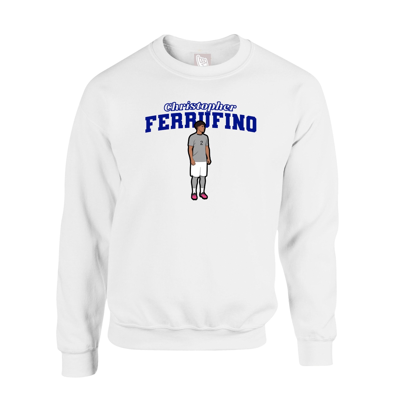 Fleece Crew — Name Arch in White