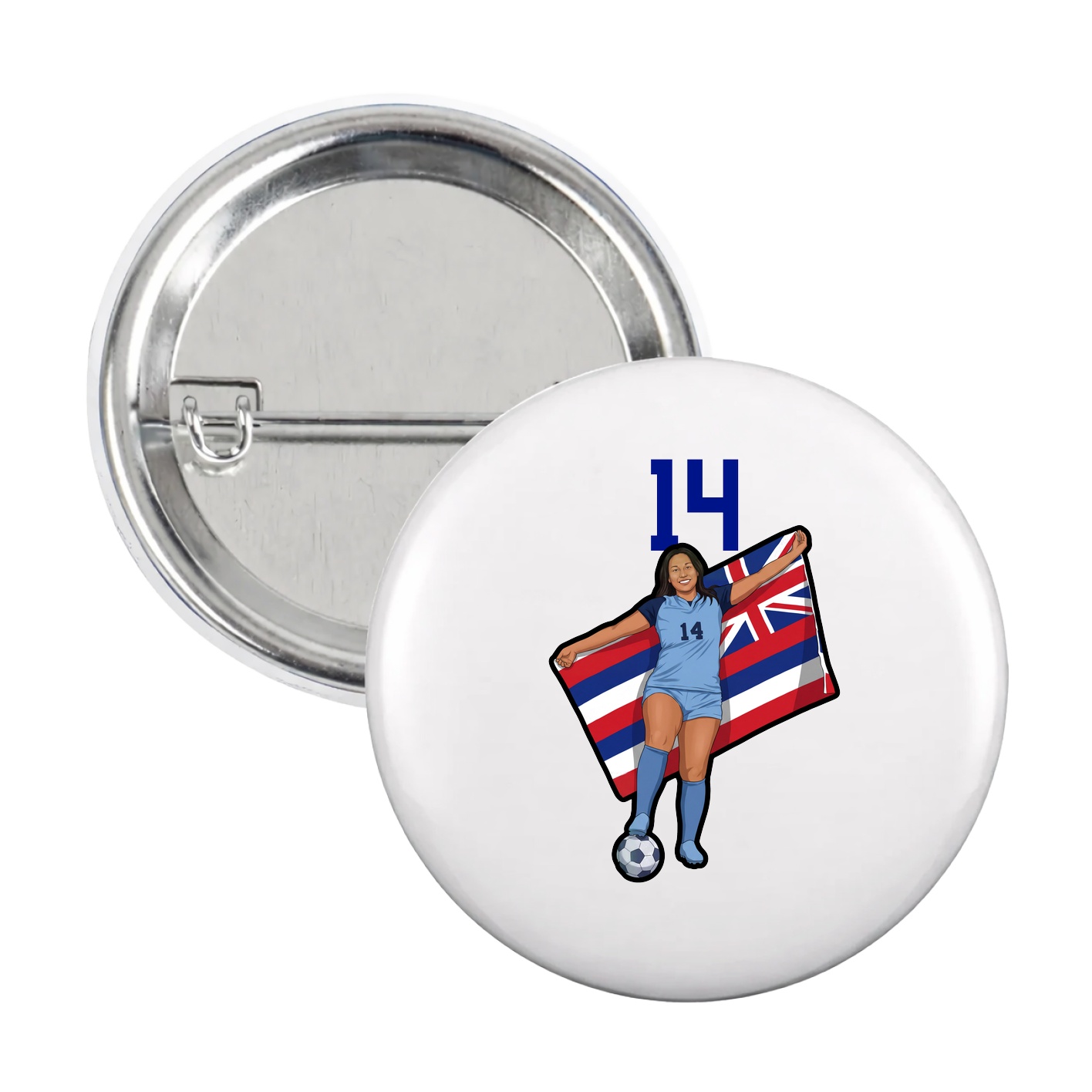 Game Day Button — Number Top in White