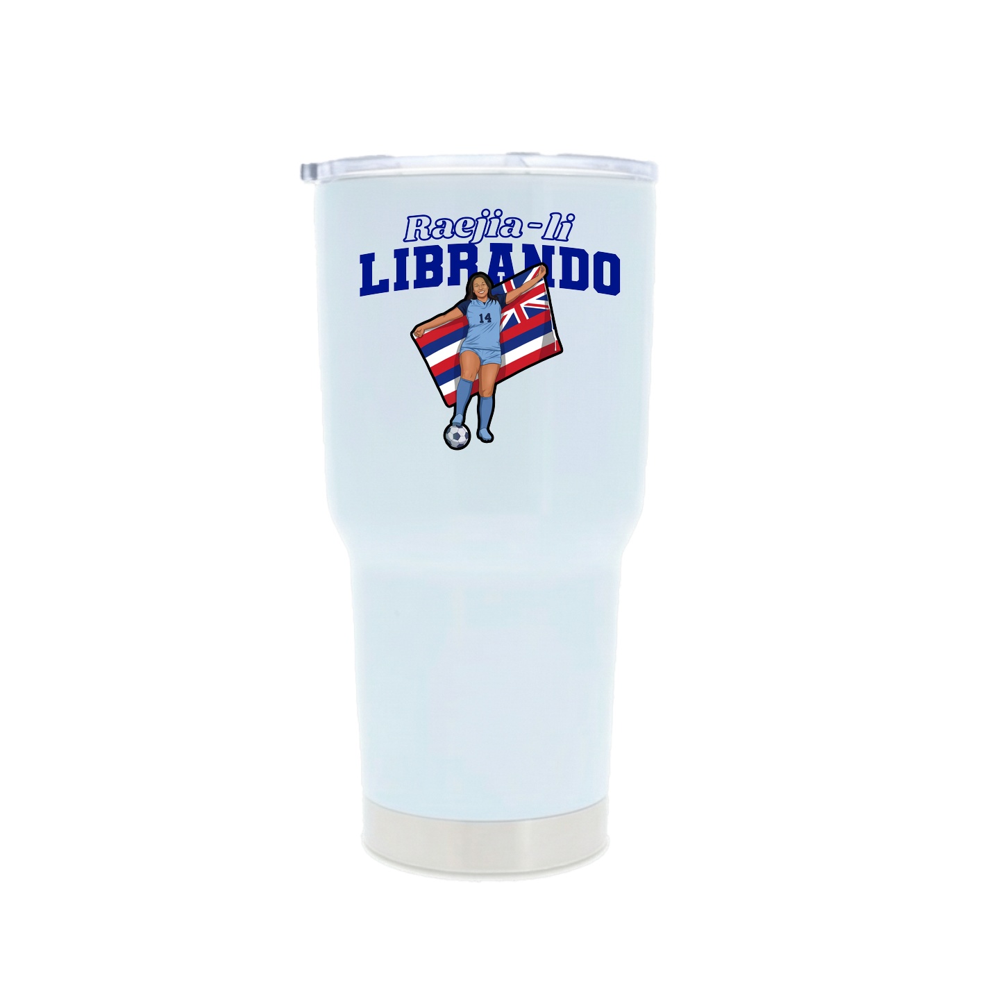 30oz Stainless Steel Tumbler — Name Arch in White