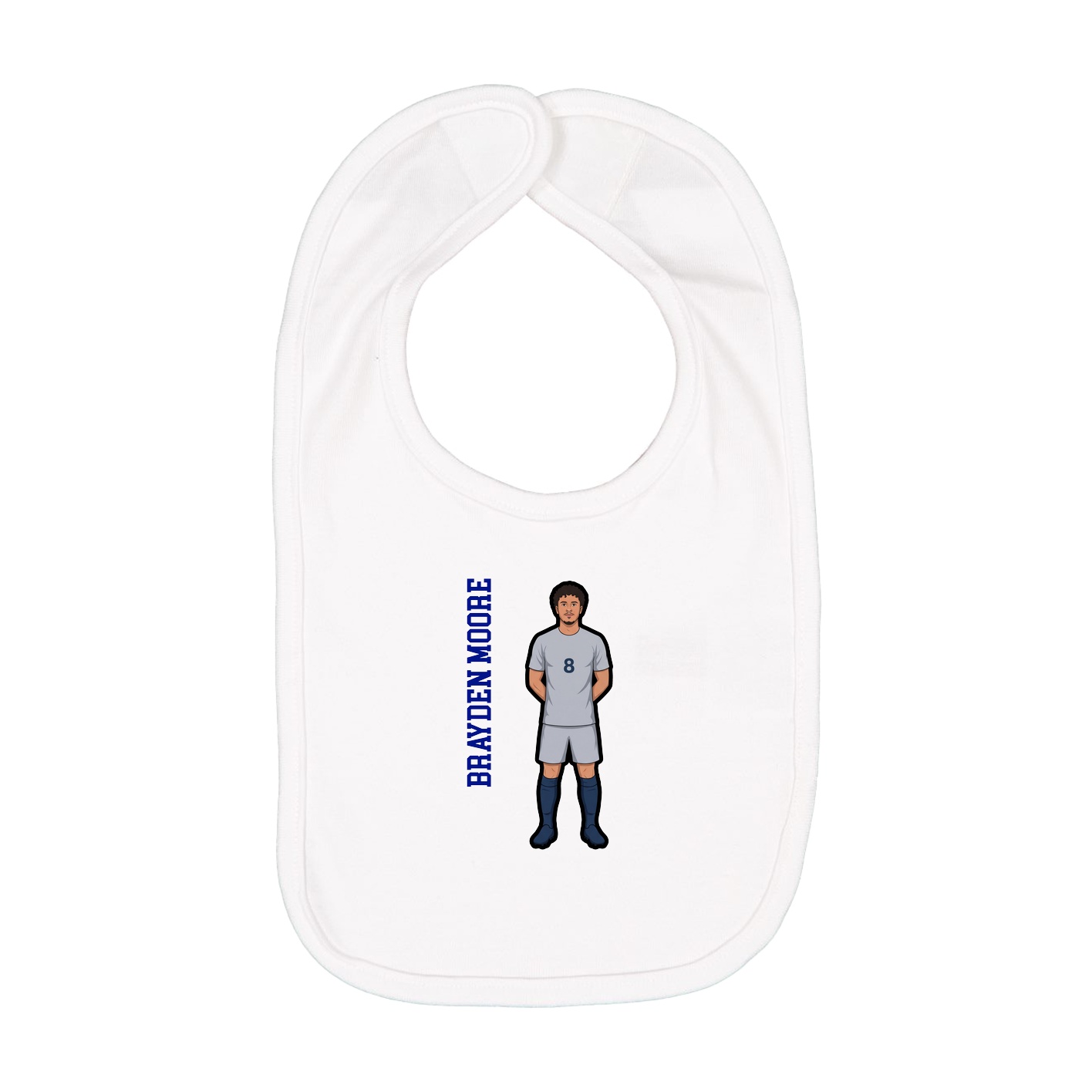Infant Bib — Name Vertical in White