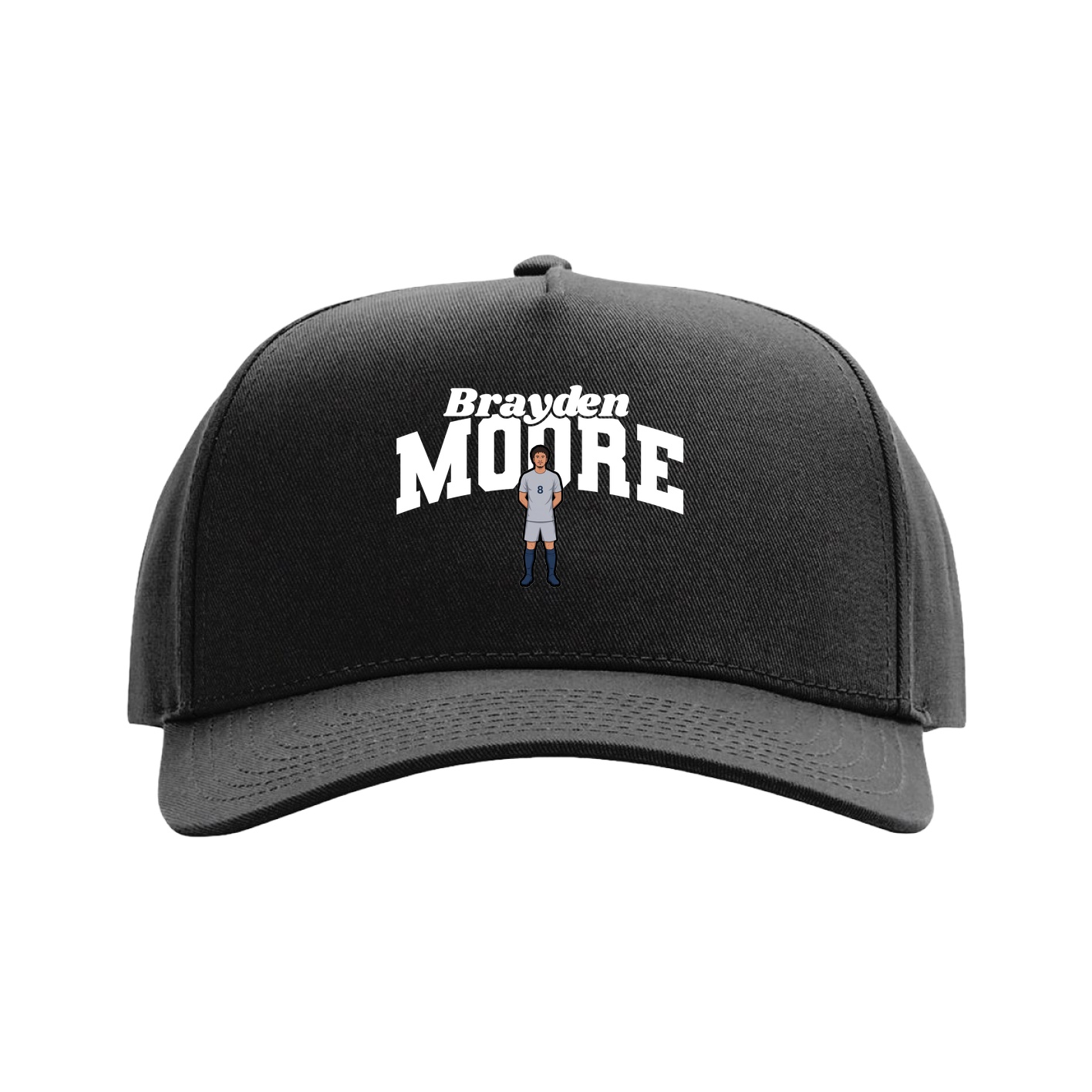 Full Fabric Five-Panel Champ Cap — Signature Arch in Black