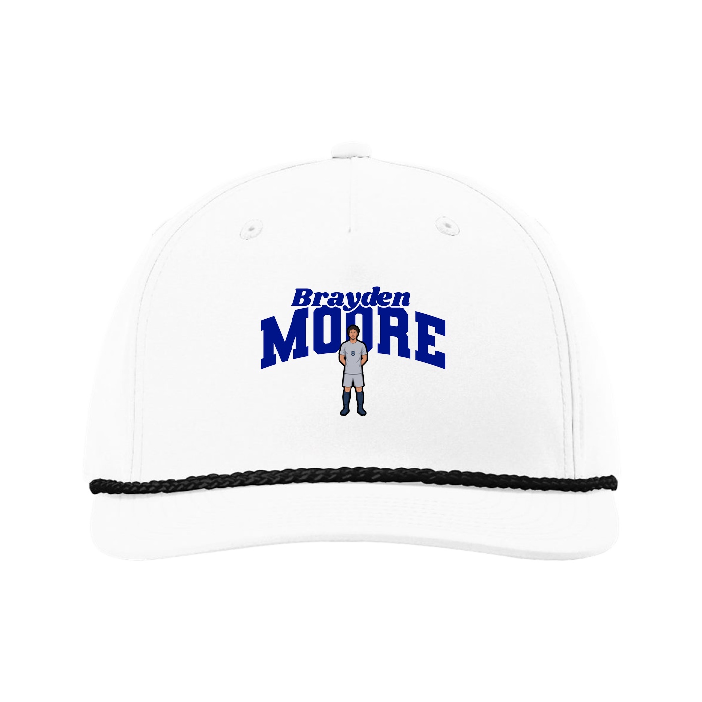 Five-Panel Classic Rope Cap — Signature Arch in White