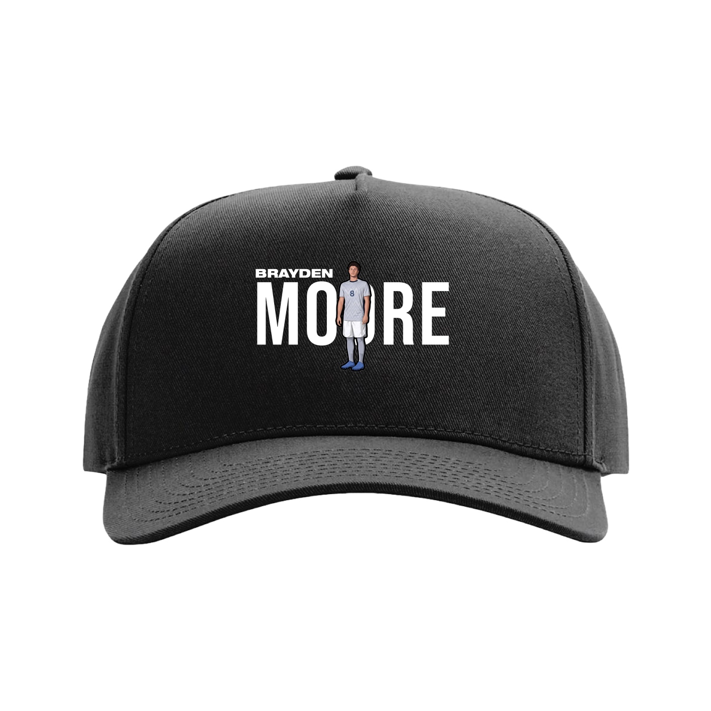 Full Fabric Five-Panel Champ Cap — Player Name in Black