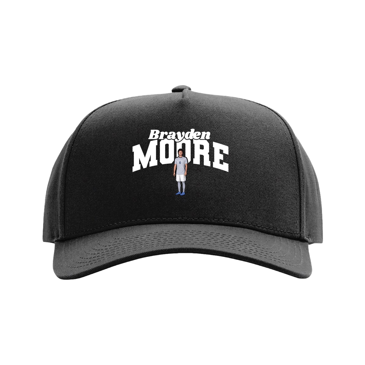 Full Fabric Five-Panel Champ Cap — Signature Arch in Black
