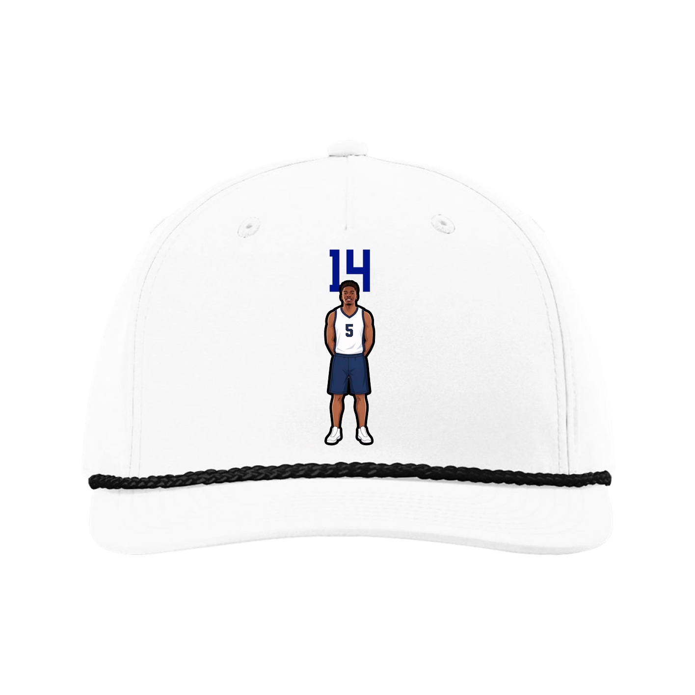 Five-Panel Classic Rope Cap — Number Top in White