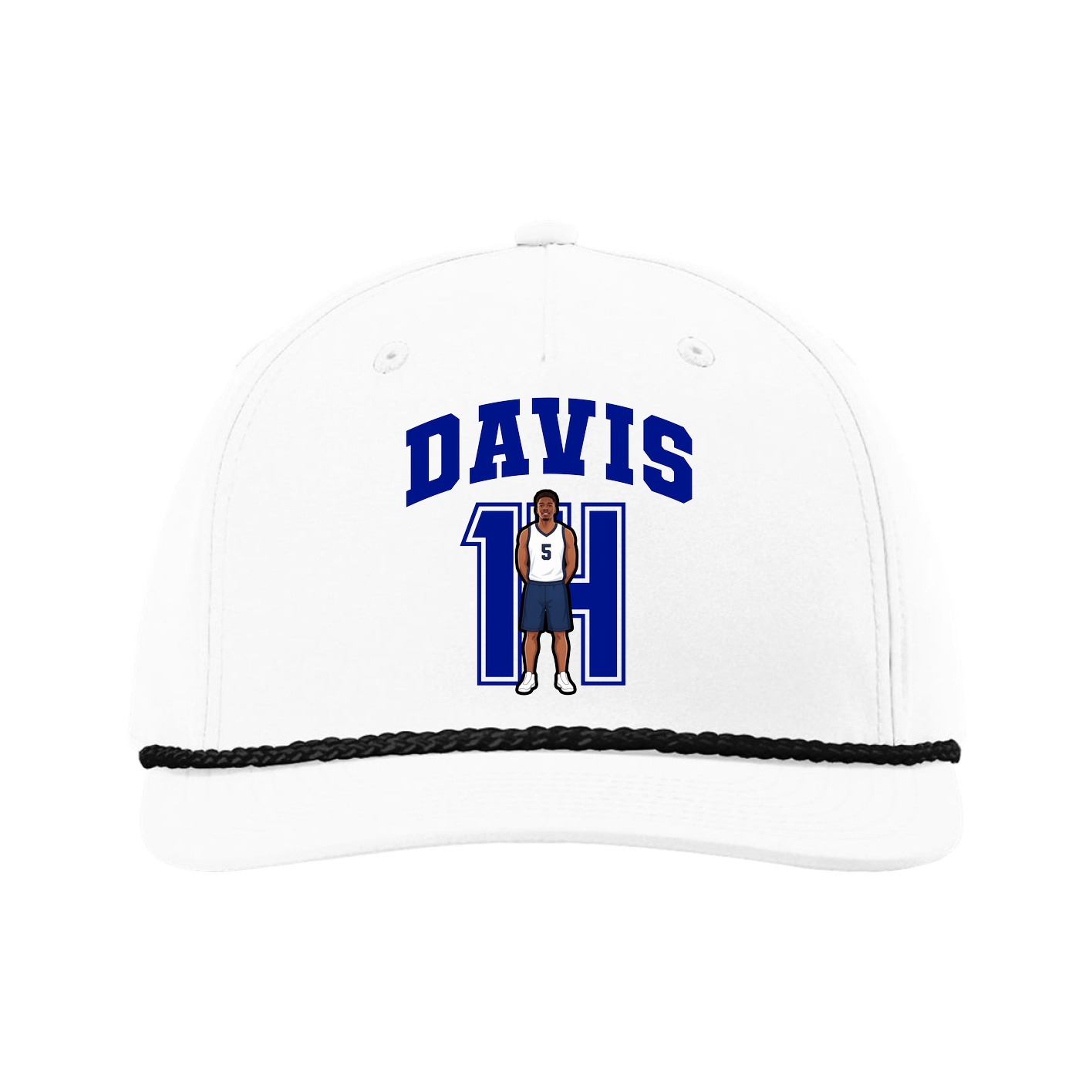 Five-Panel Classic Rope Cap — Number in White