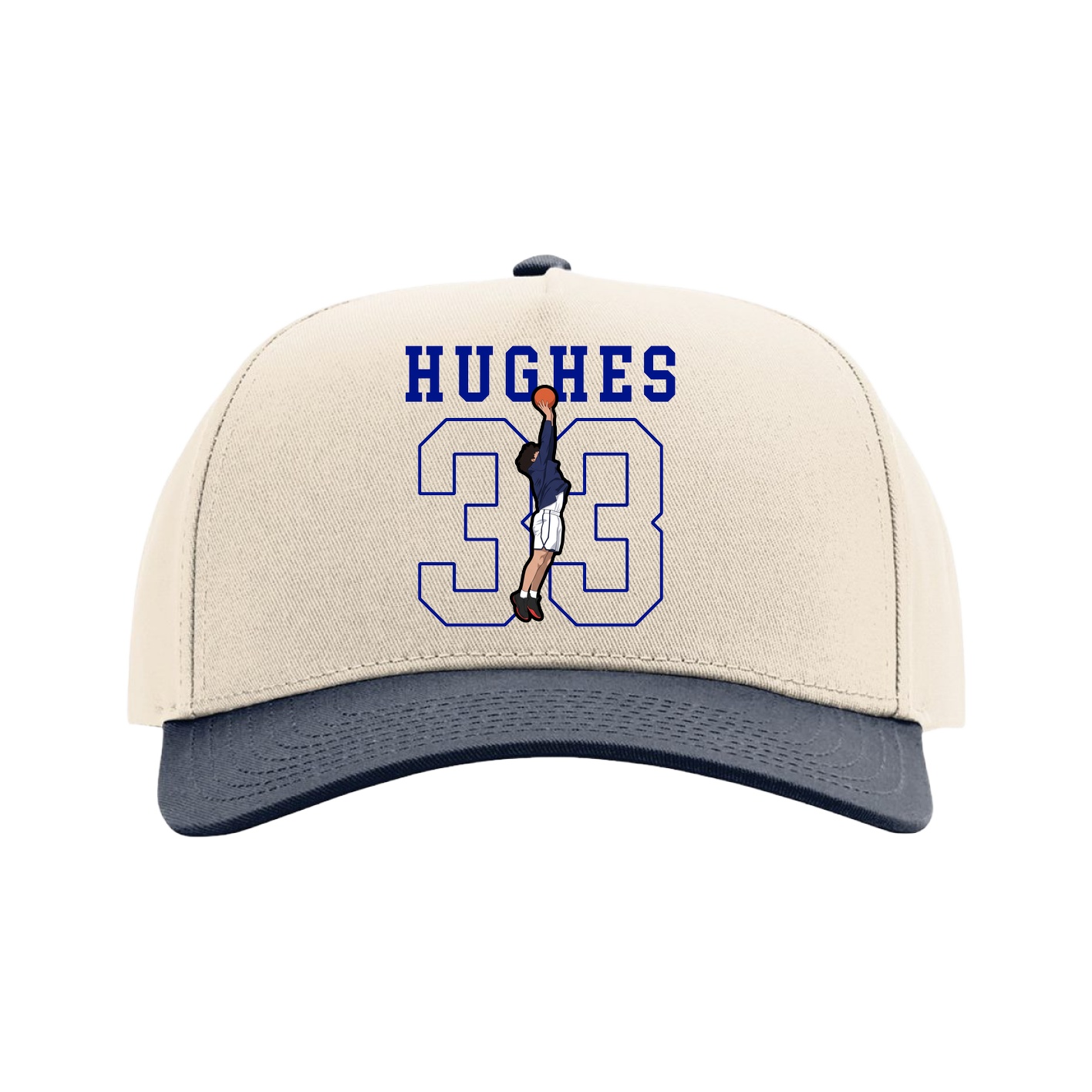 Full Fabric Five-Panel Champ Cap — Shirsey in Cream/Navy