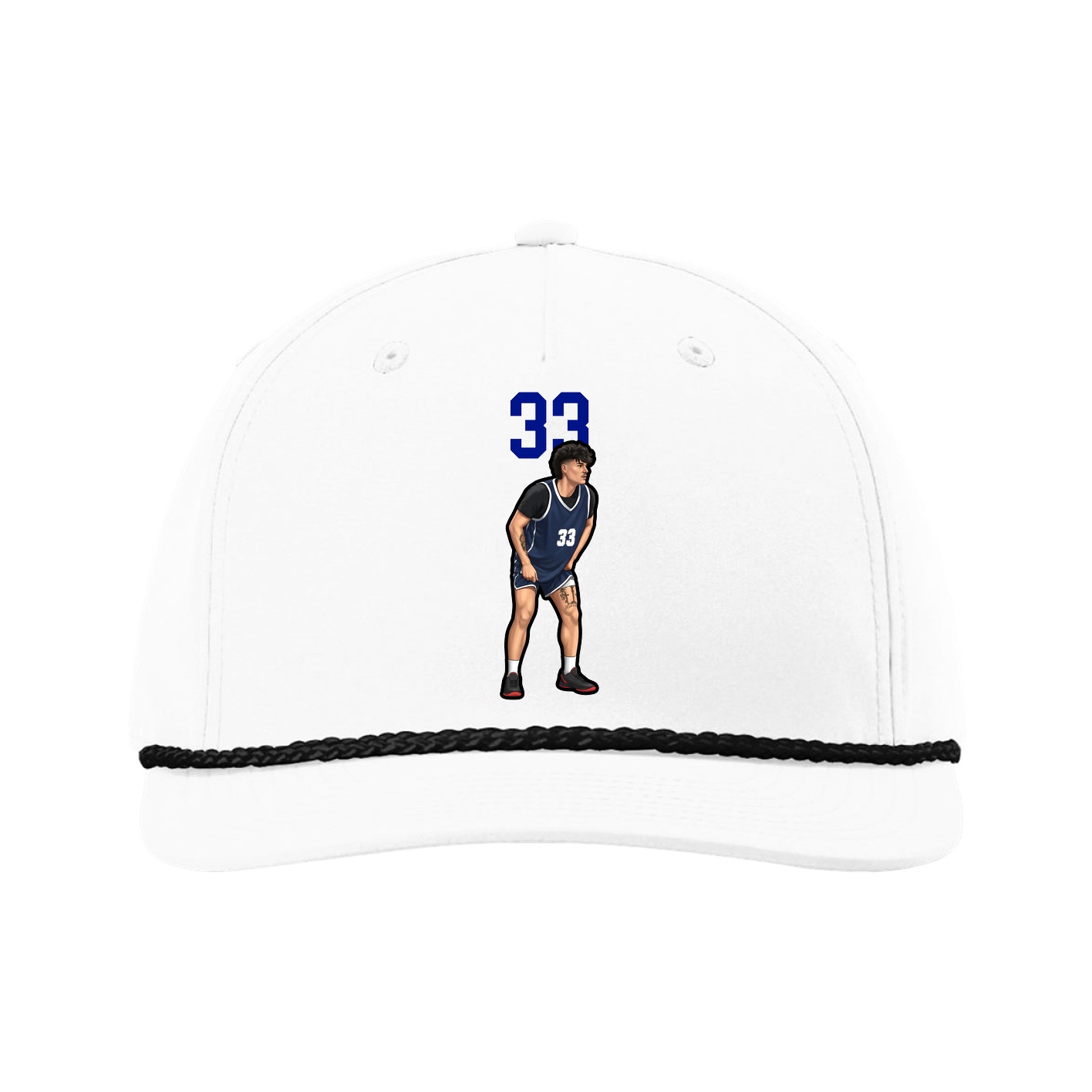 Five-Panel Classic Rope Cap — Number Top in White