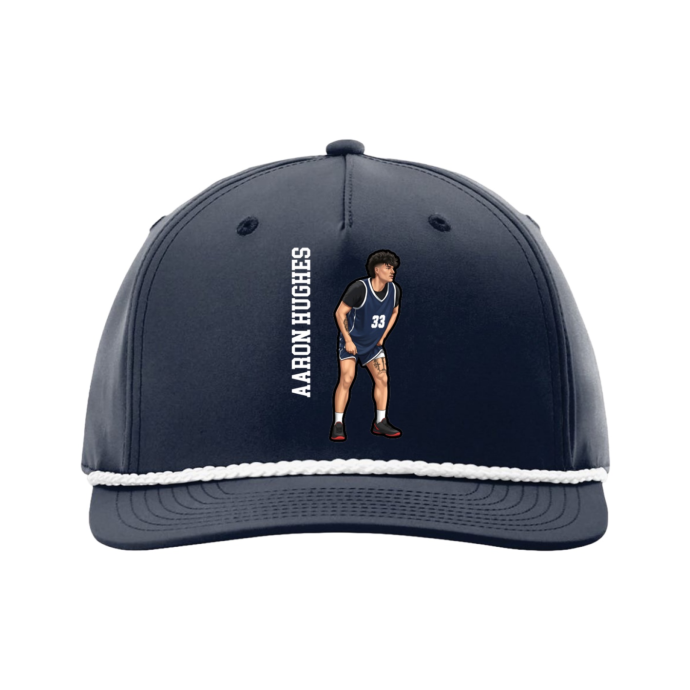 Five-Panel Classic Rope Cap — Name Vertical in Navy