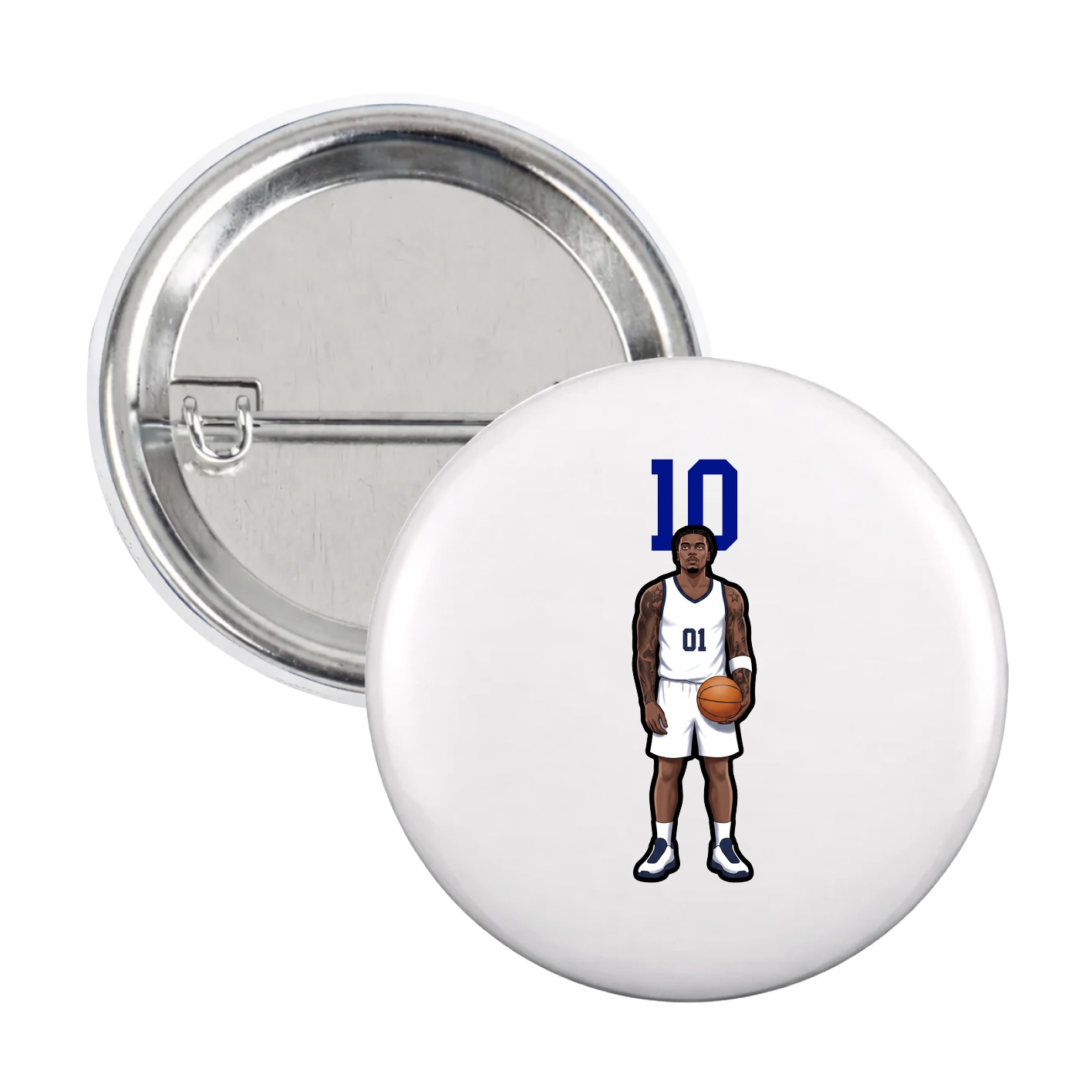 Game Day Button — Number Top in White