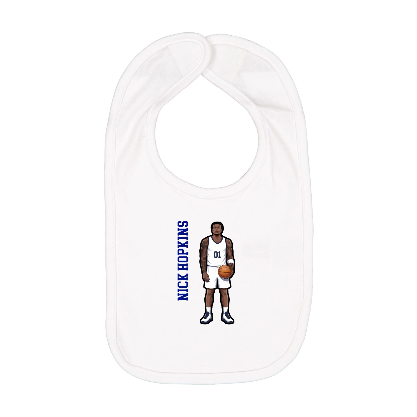 Infant Bib — Name Vertical in White