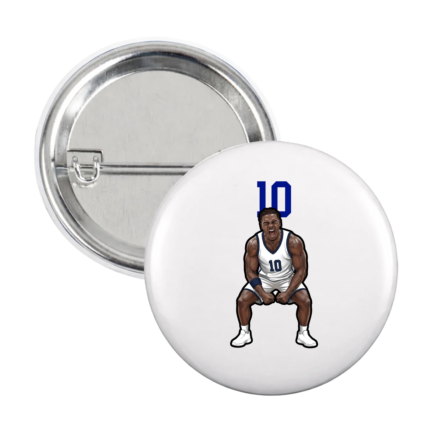 Game Day Button — Number Top in White
