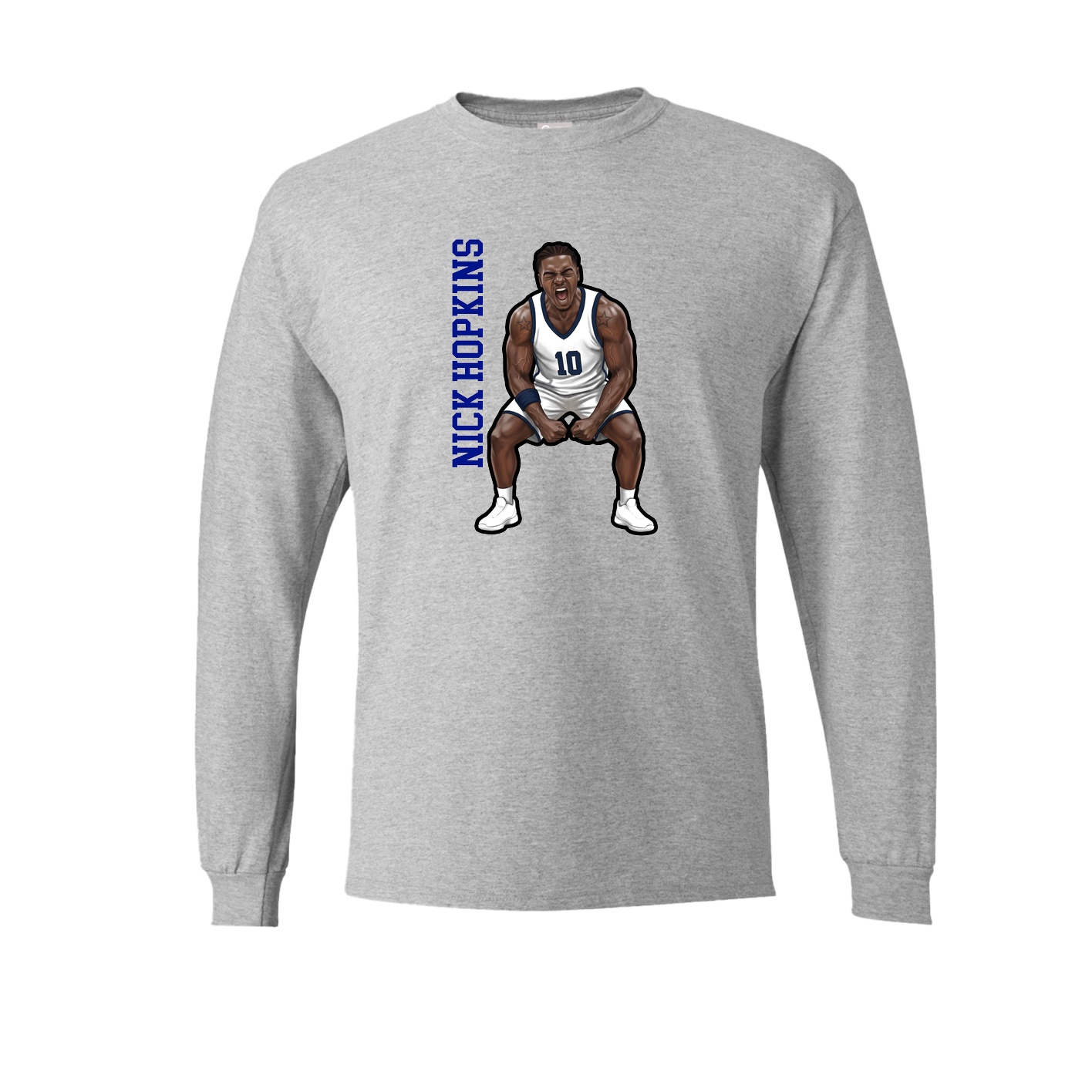 Long Sleeve Tee — Name Vertical in Grey