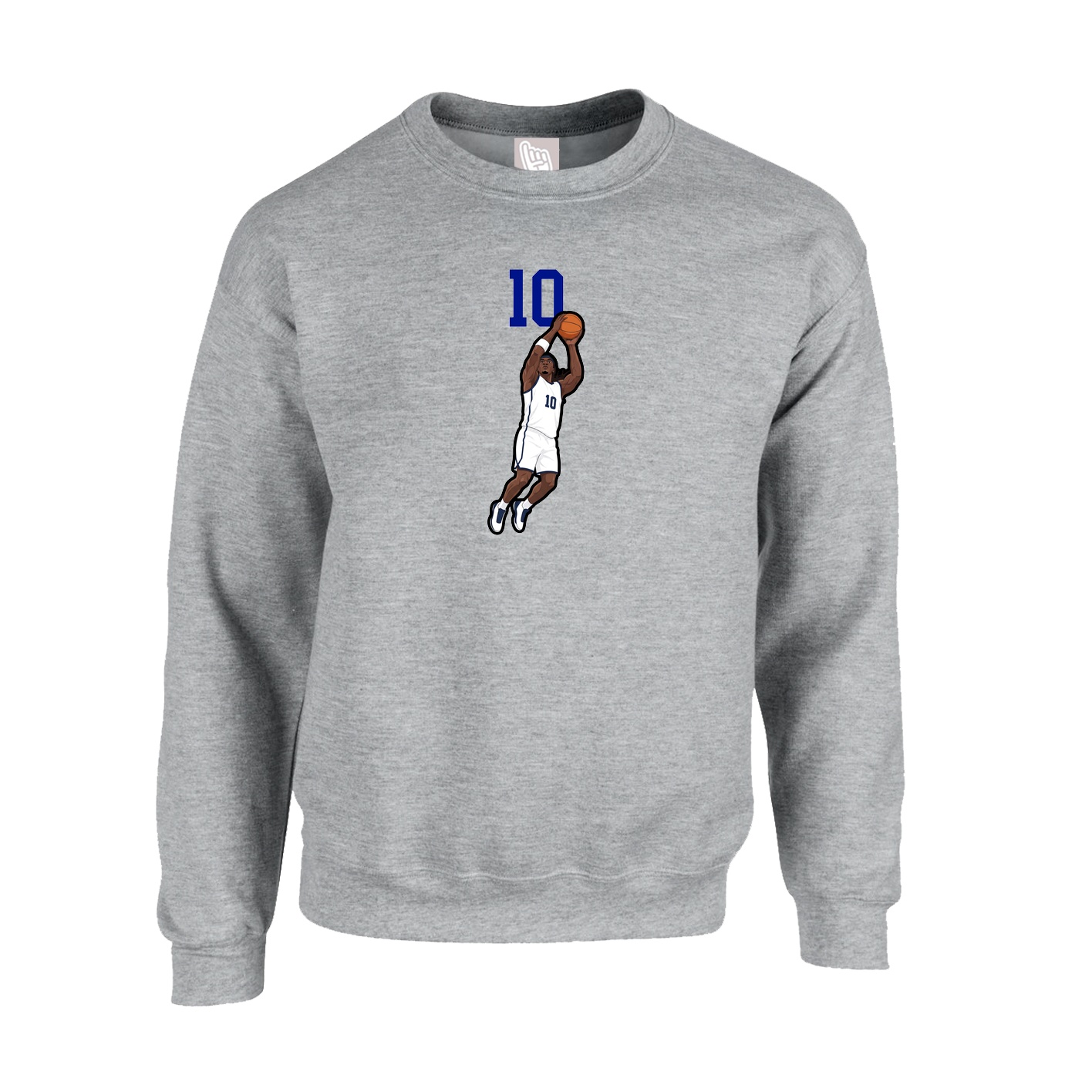 Fleece Crew — Number Top in Grey