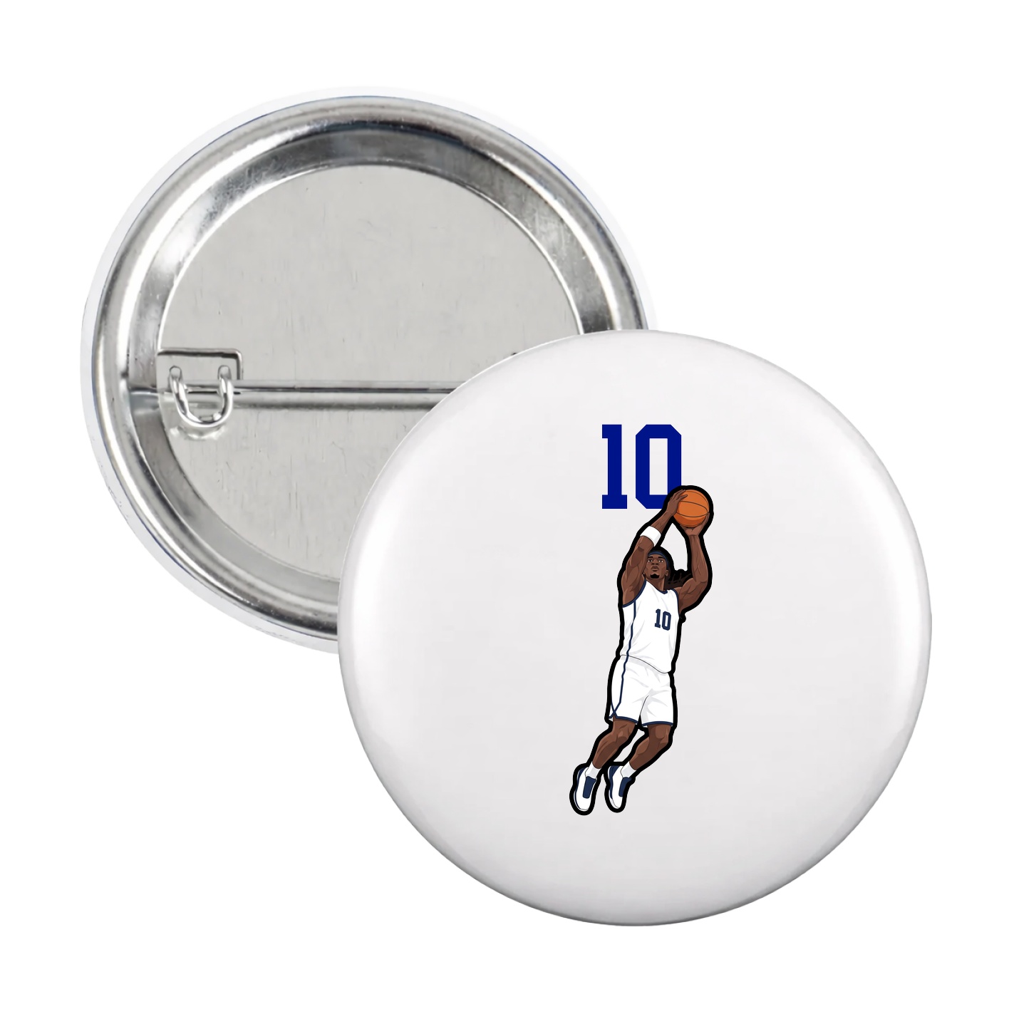 Game Day Button — Number Top in White