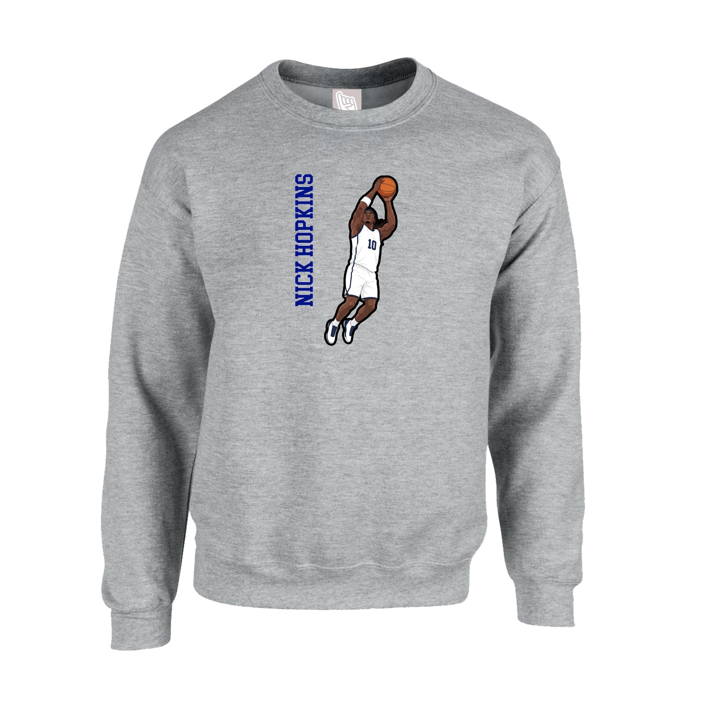 Fleece Crew — Name Vertical in Grey