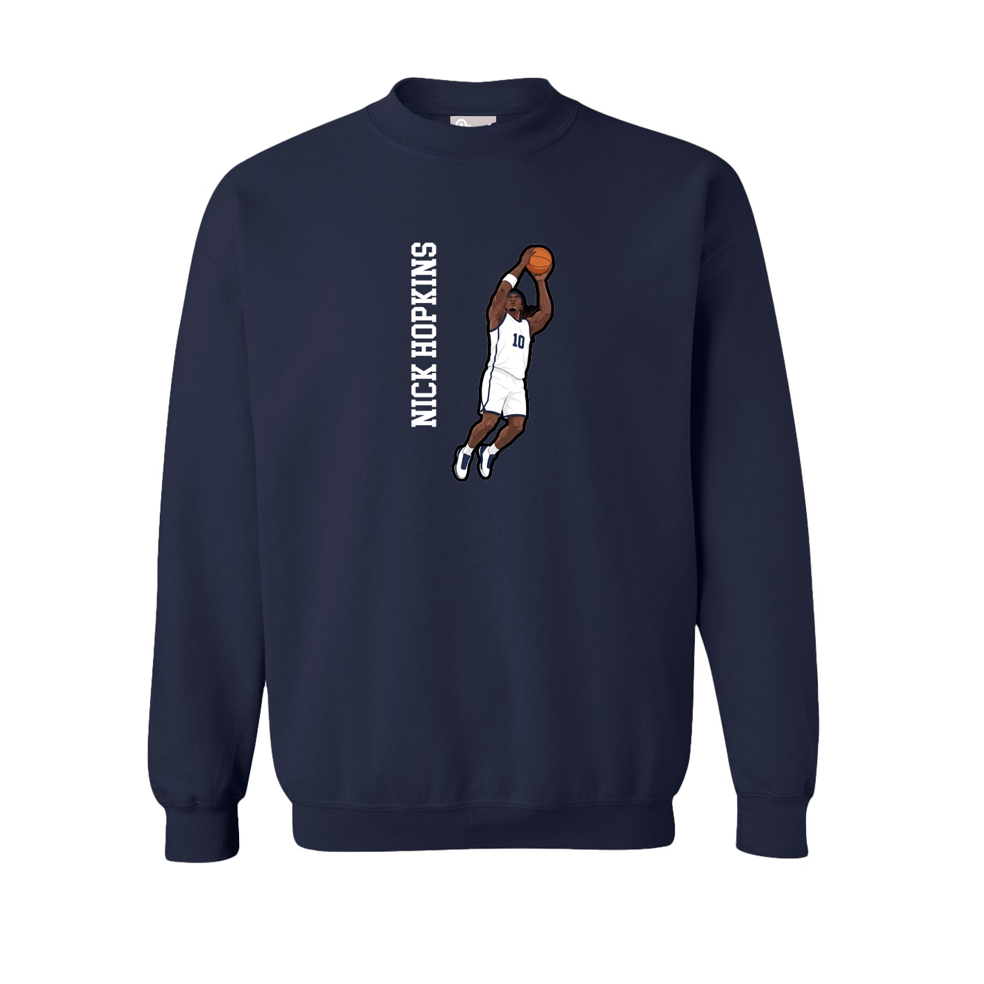 Fleece Crew — Name Vertical in Navy