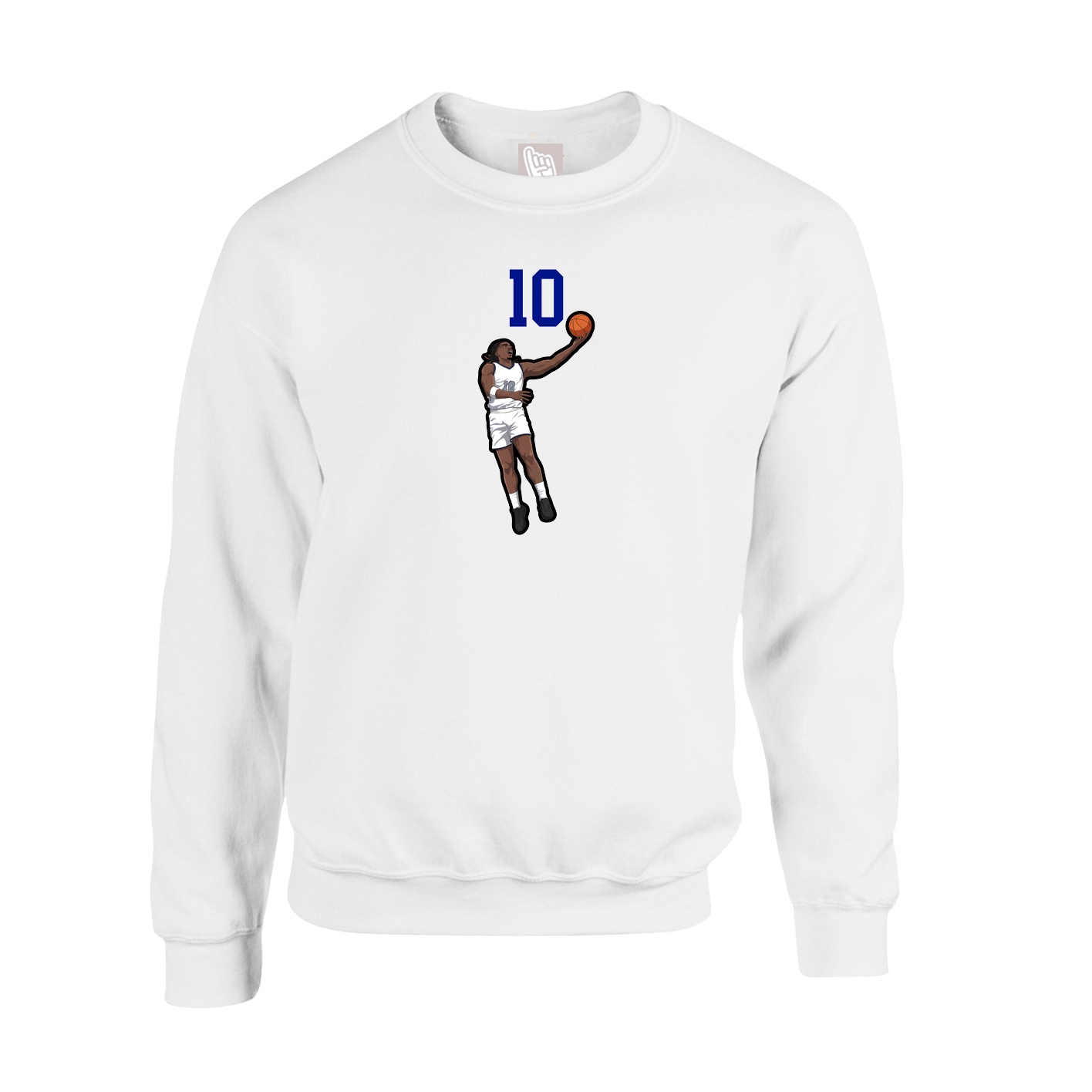 Fleece Crew — Number Top in White