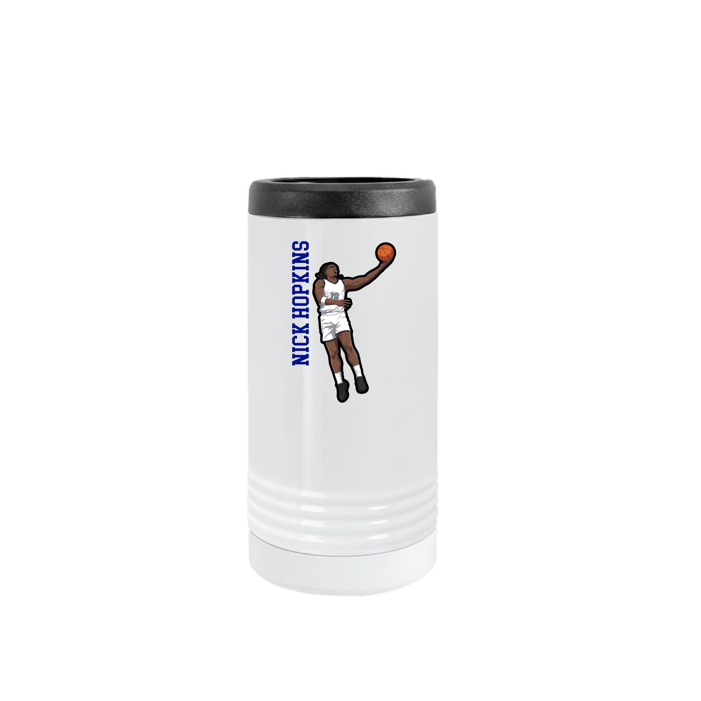 Slim Beverage Holder — Name Vertical in White