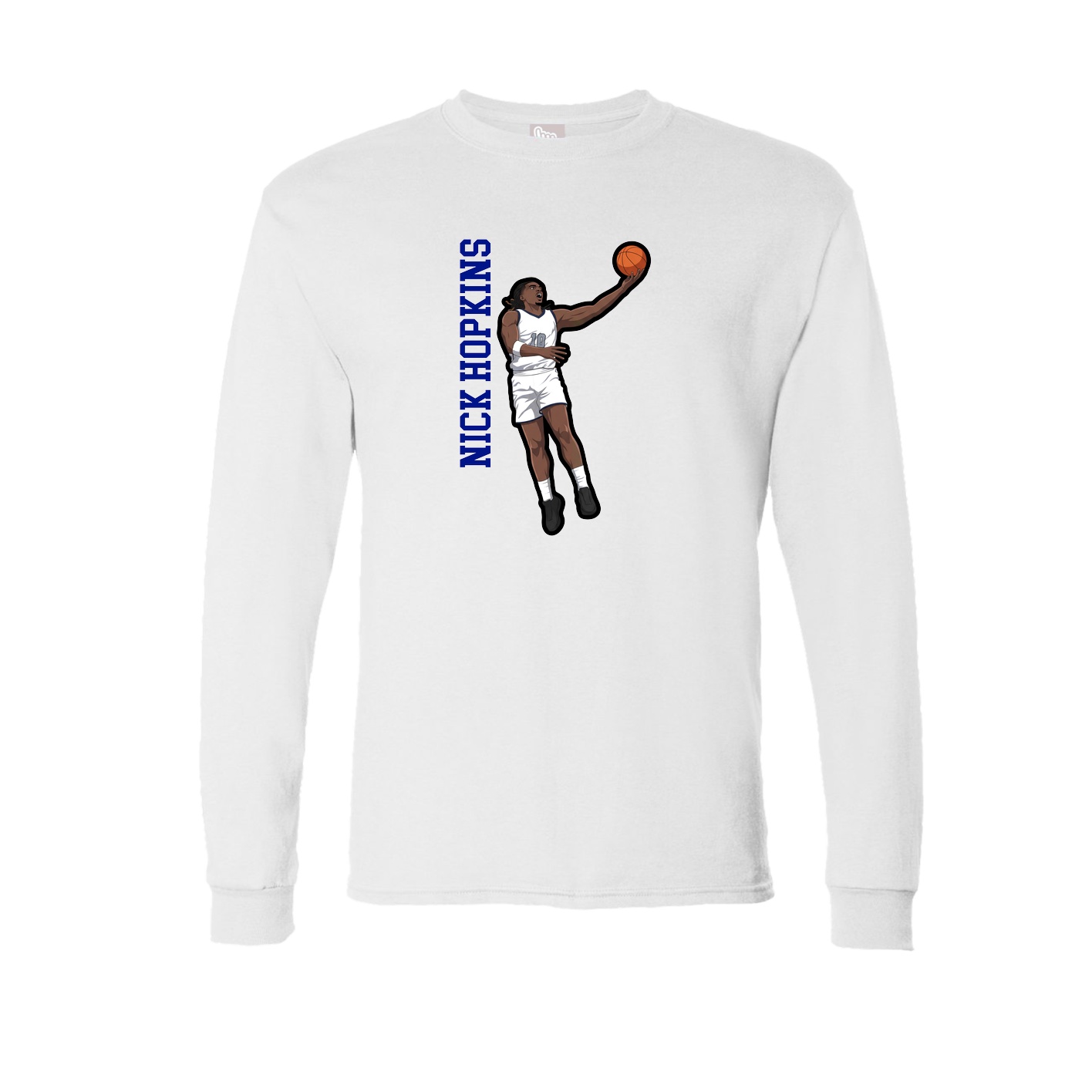 Long Sleeve Tee — Name Vertical in White