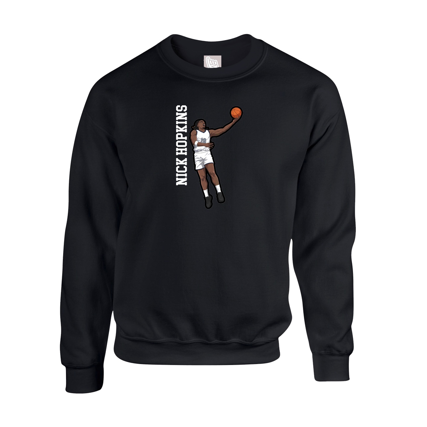 Fleece Crew — Name Vertical in Black