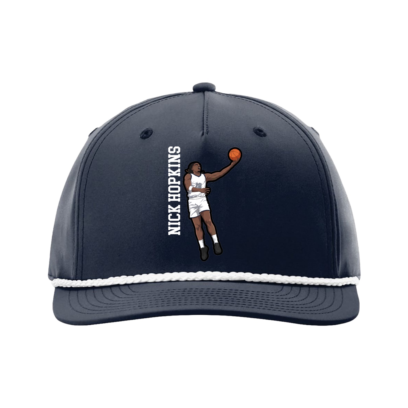 Five-Panel Classic Rope Cap — Name Vertical in Navy