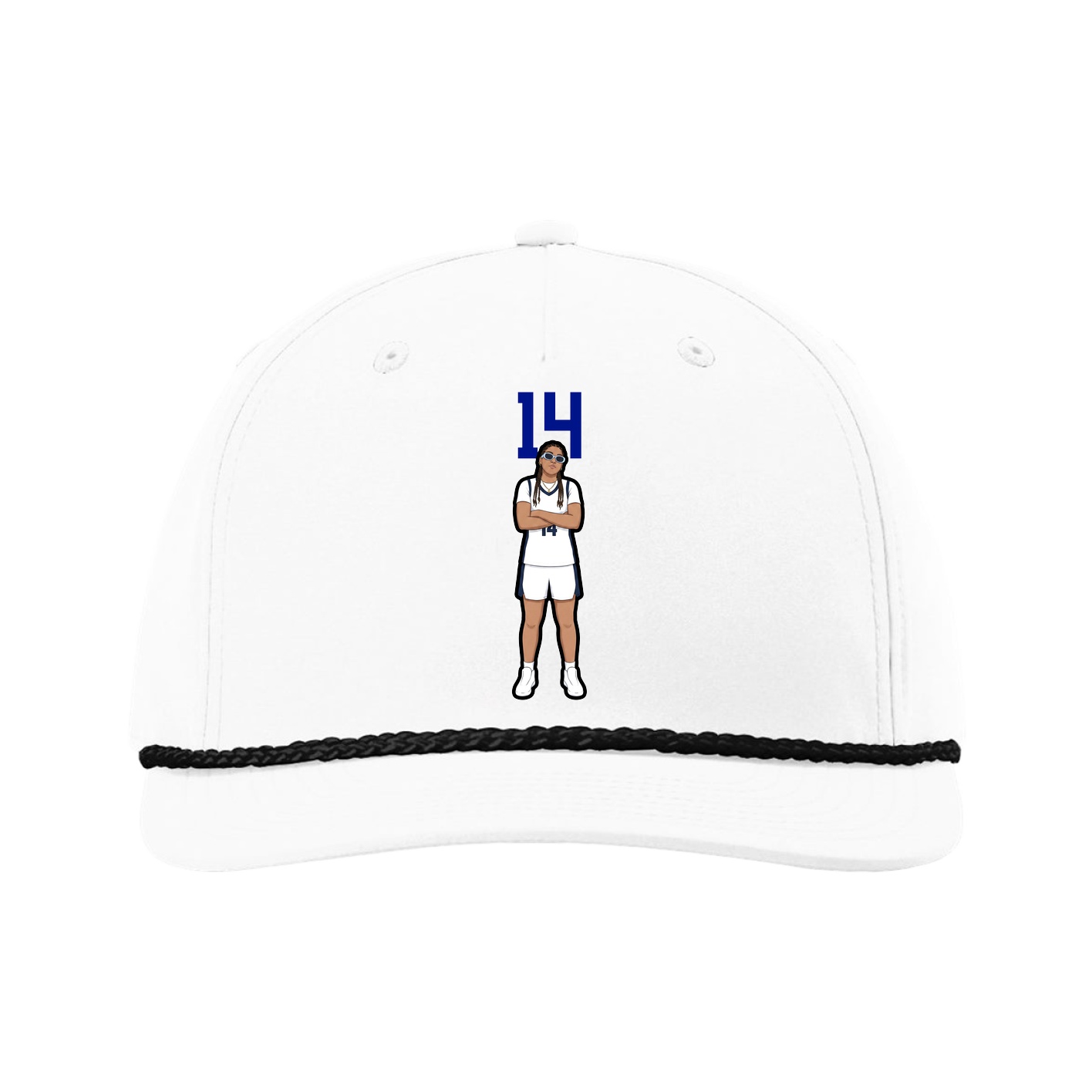 Five-Panel Classic Rope Cap — Number Top in White