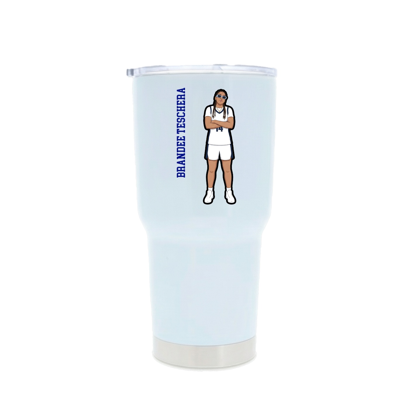 30oz Stainless Steel Tumbler — Name Vertical in White