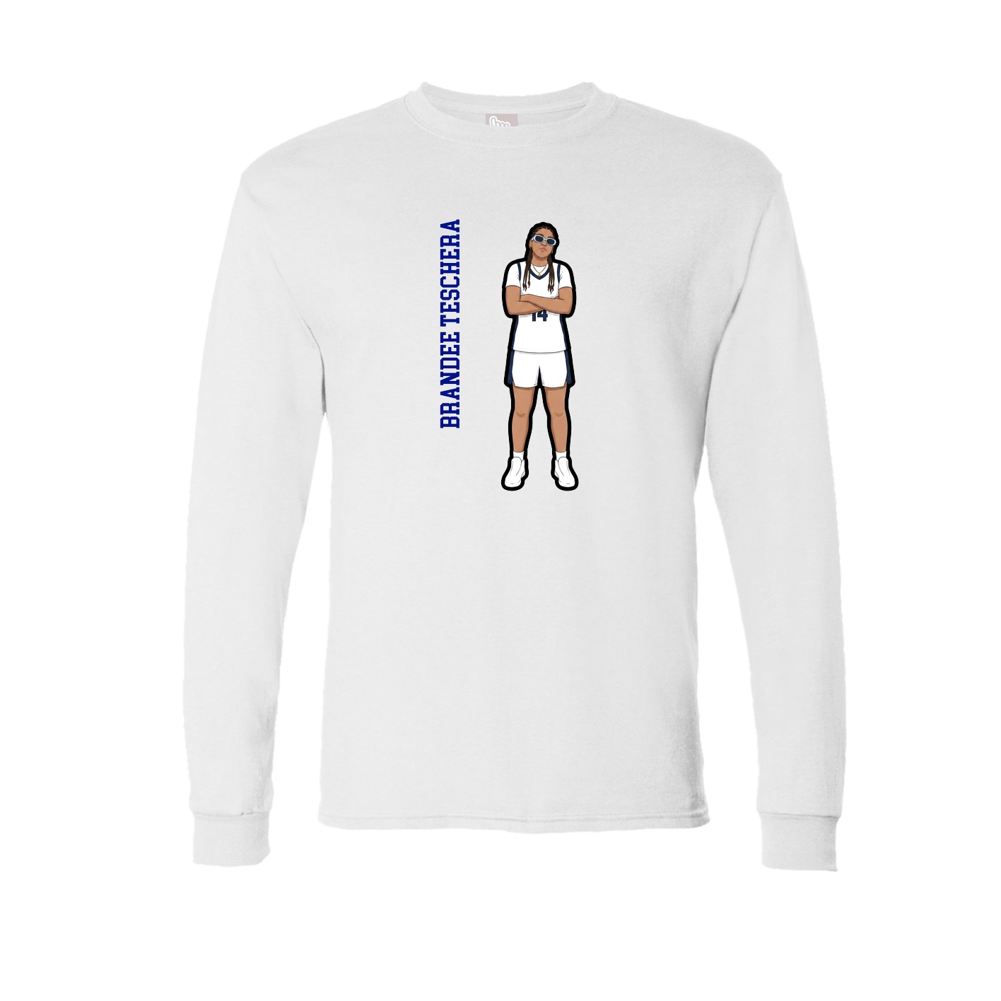 Long Sleeve Tee — Name Vertical in White