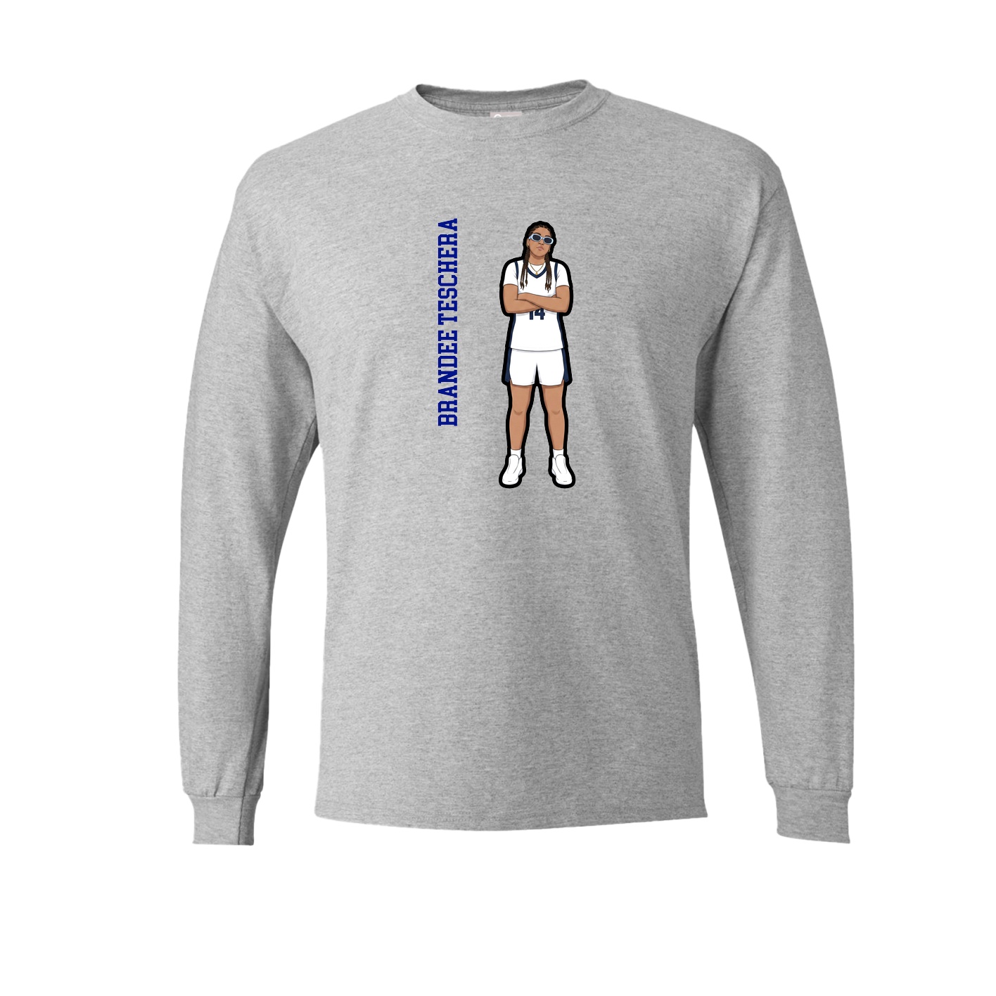 Long Sleeve Tee — Name Vertical in Grey
