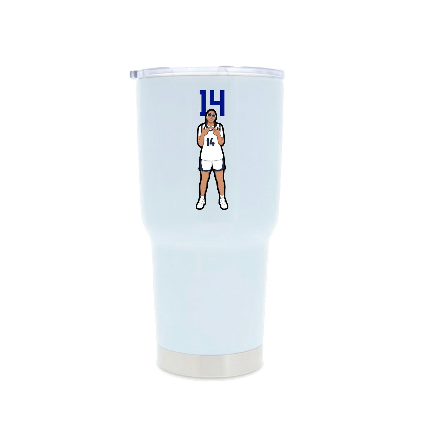 30oz Stainless Steel Tumbler — Number Top in White
